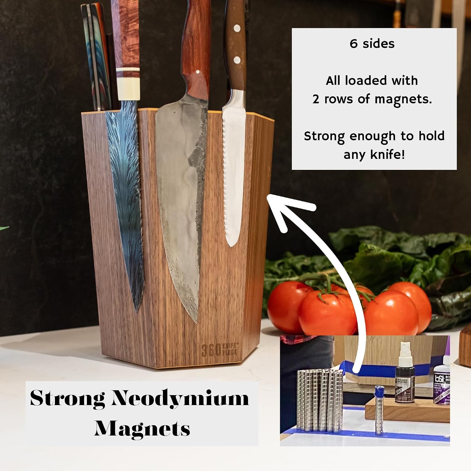 360 Knife Block – 12 load – Dark wood – Knife Blocks