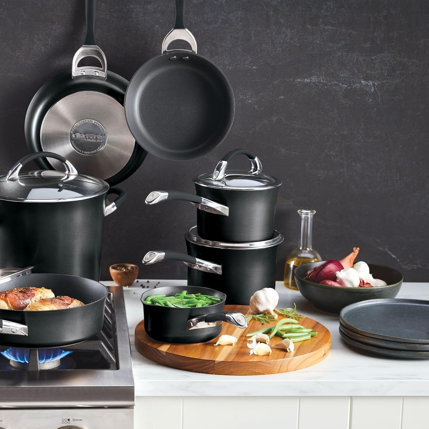 Circulon 11 Piece Symmetry Hard Anodized Cookware Set – Black – Cookware Sets