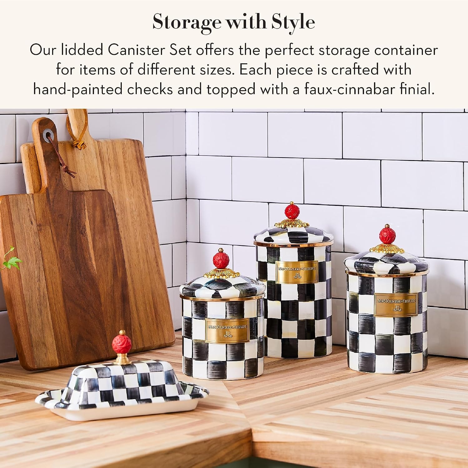 MacKenzie-Childs Courtly Check Enamel Canister – Food Jars & Canisters
