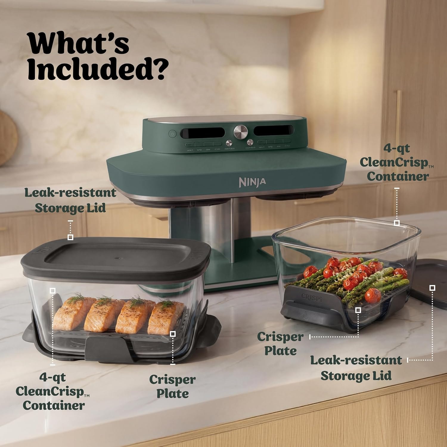 Ninja Crispi DualZone Glass Countertop Air Fryer – 8 quarts – Vista Green – Air Fryers