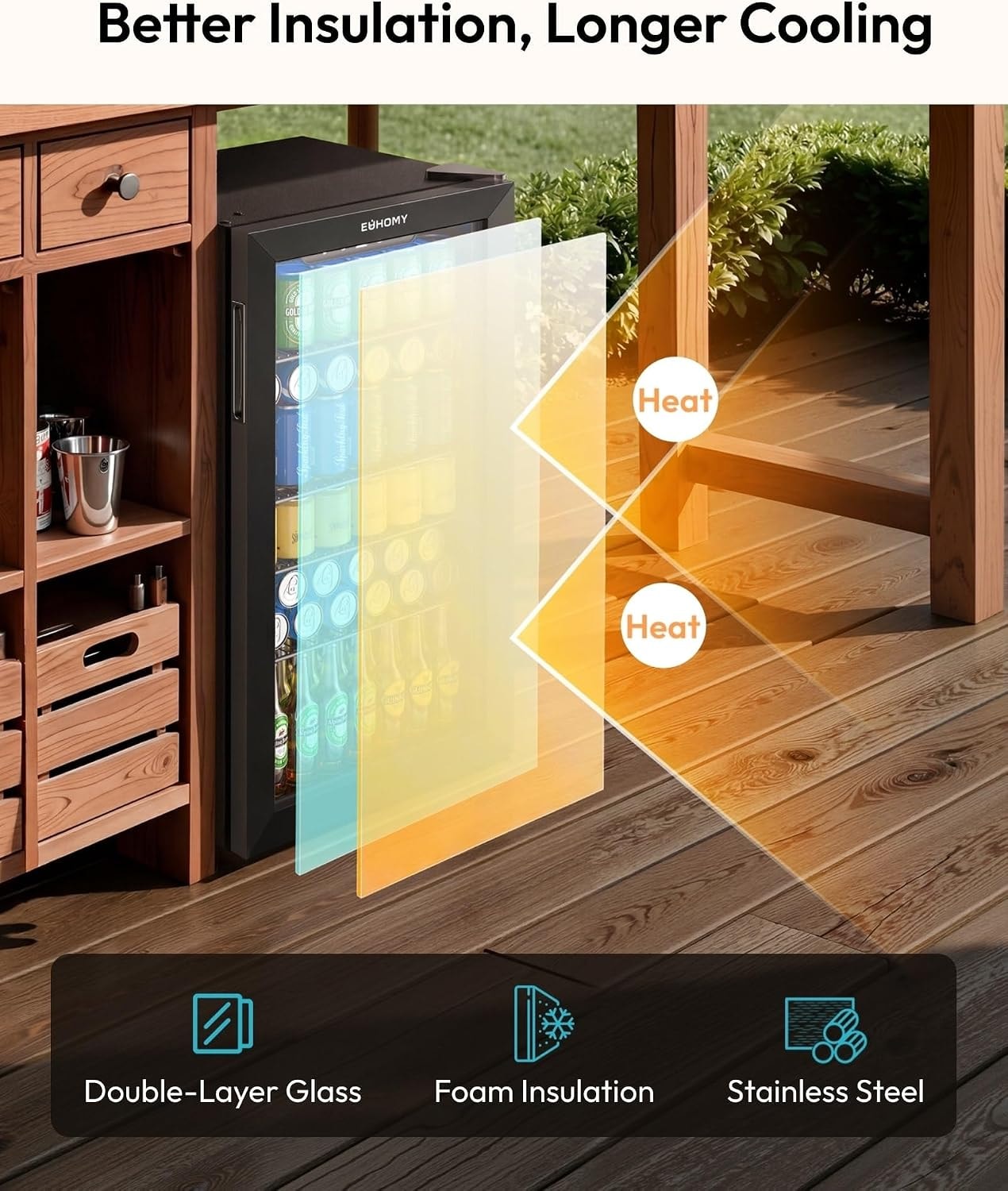 SIMZLIFE - 130 Can Beverage Refrigerator and Cooler with Glass Door fo – Beverage Refrigerators