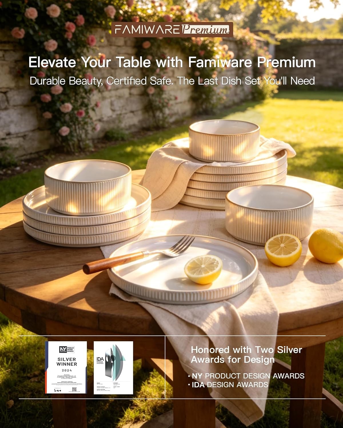 Wudkey 18-Piece White Cappuccino Ceramic Dinnerware Sets – Cappuccino White