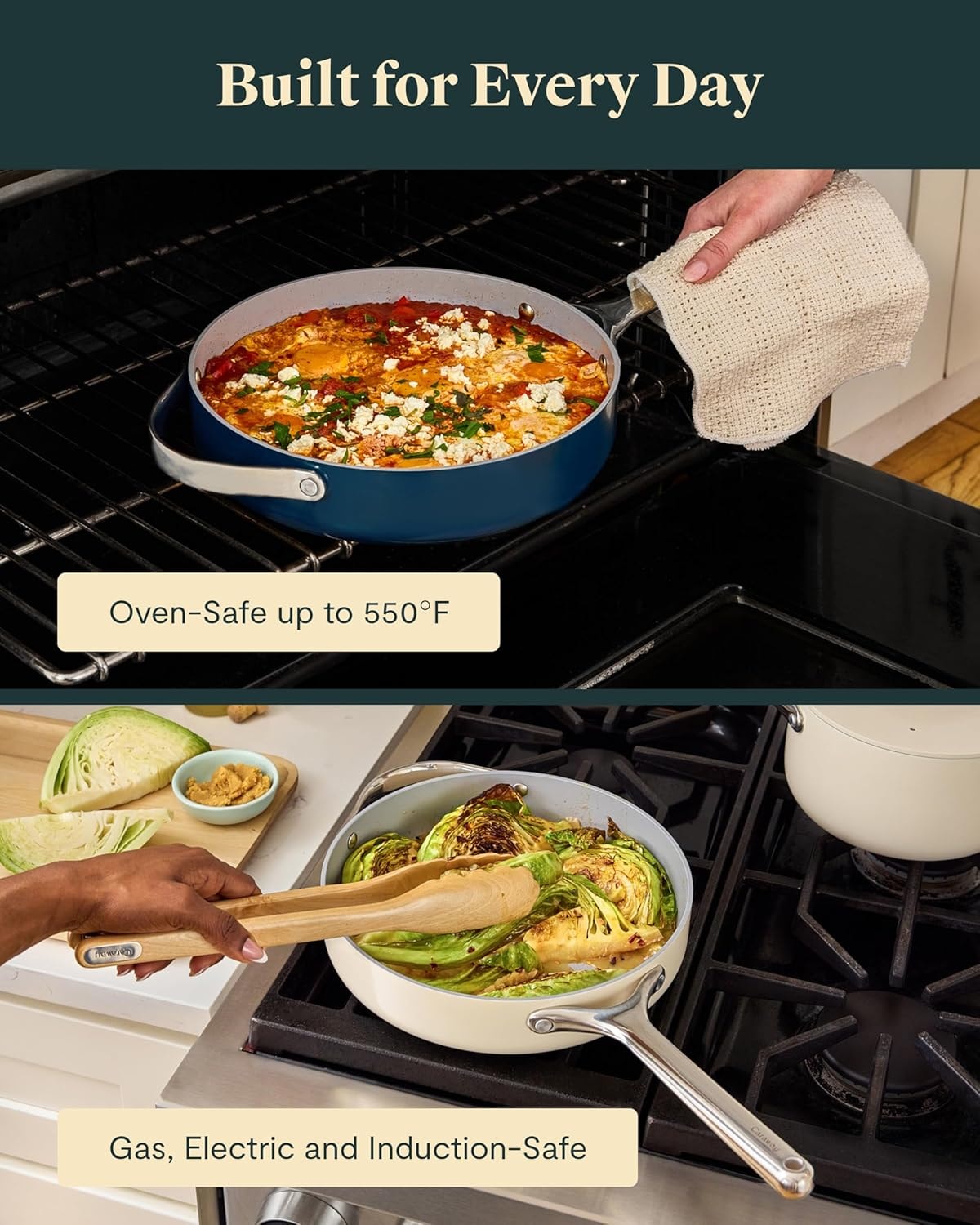 Caraway Nonstick Ceramic Saute Pan – 4.5 quarts – Cream – Sauté Pans