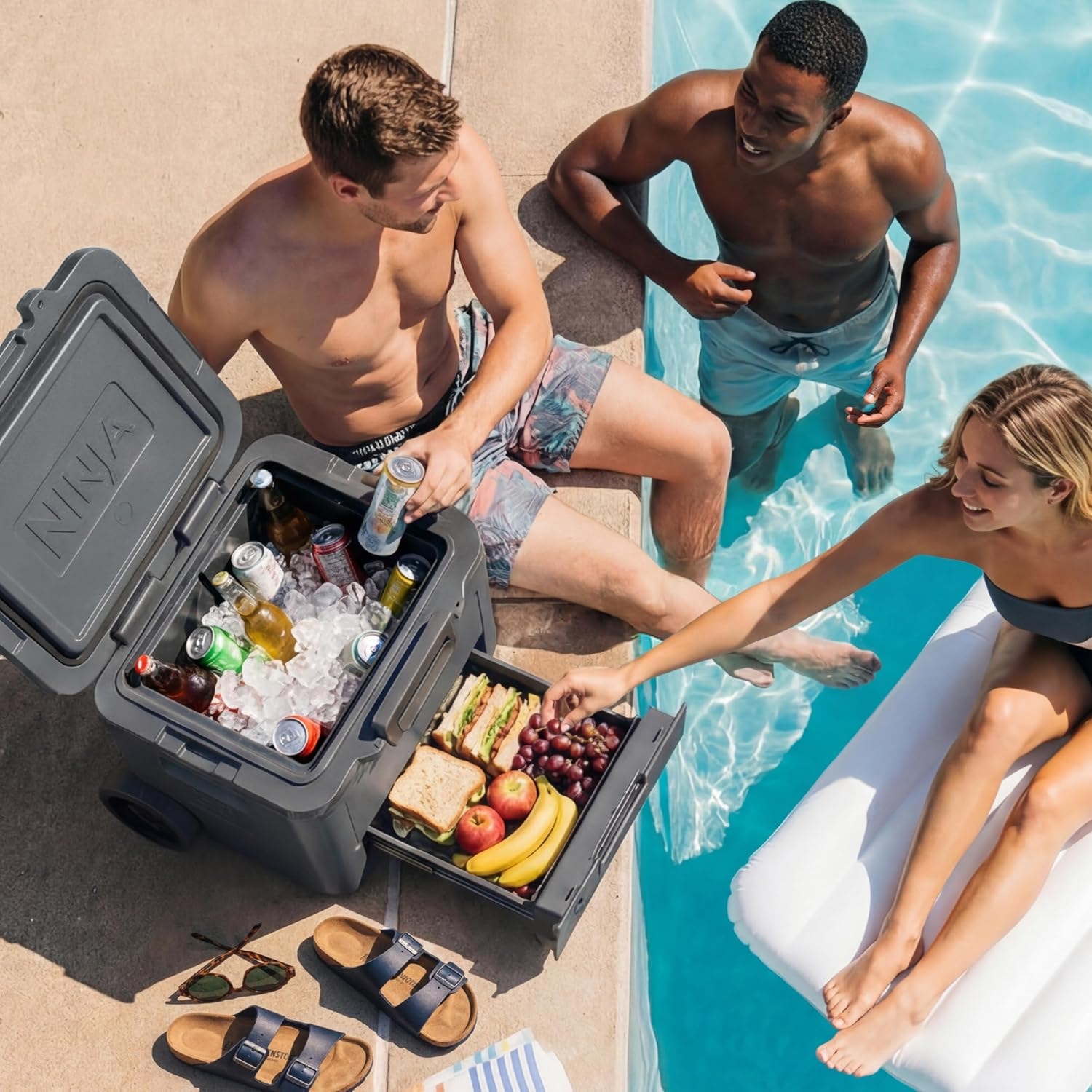 Ninja FrostVault Wheeled Cooler with Dry Zone – 42 quarts – Lakeshore Blue – Coolers
