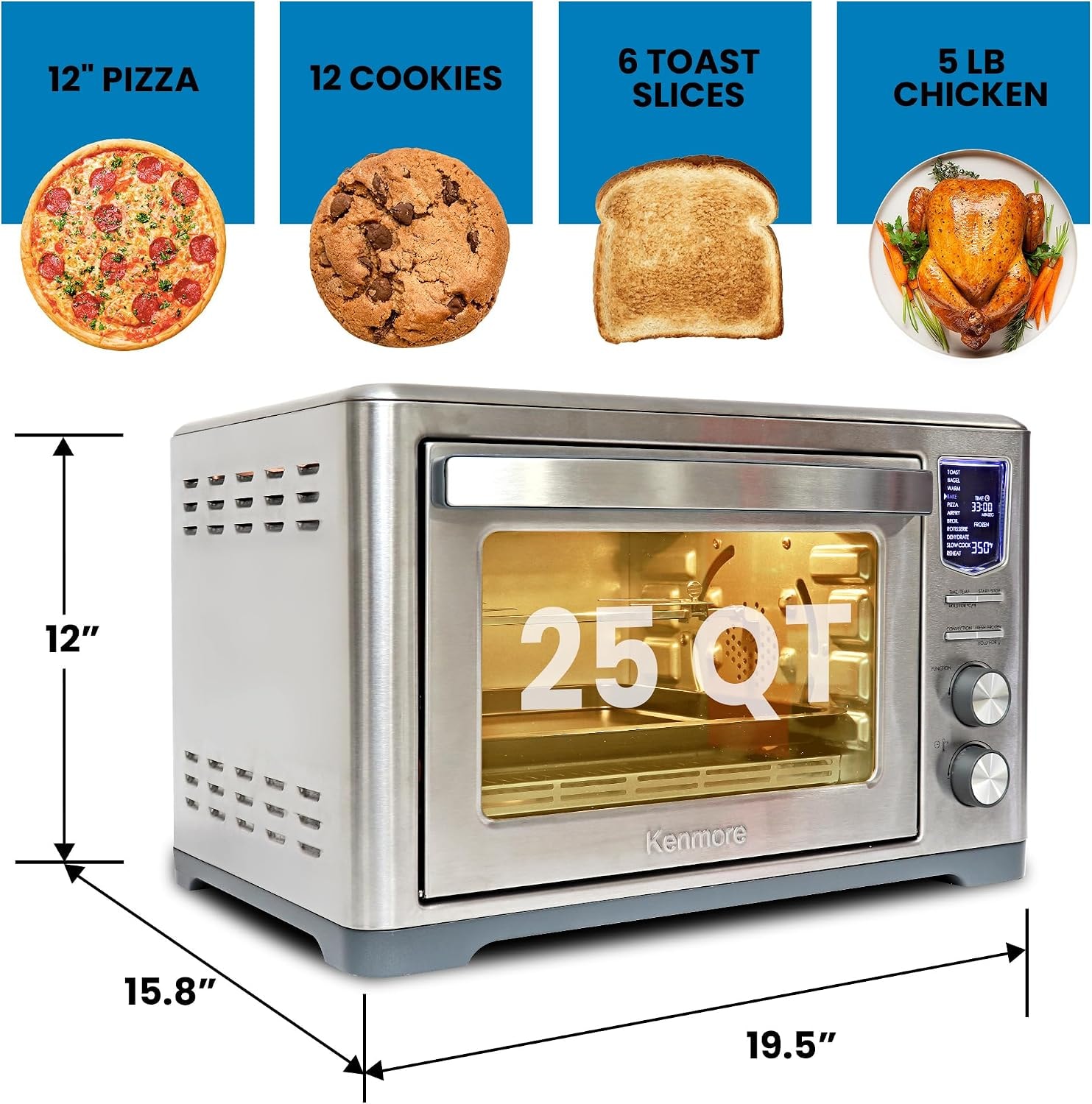 Kenmore 11-In-1 Digital Air Fryer Toaster Oven – 23.7 liters – Silver – Air Fryers