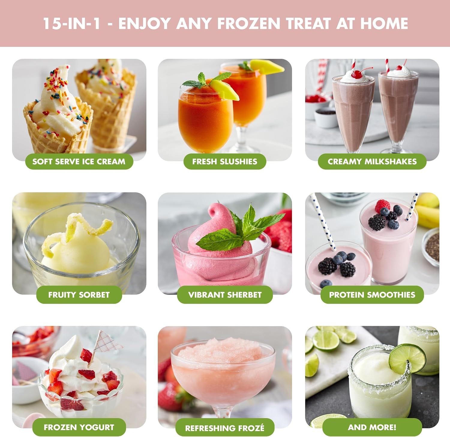 Greenpan Ice Cream Maker Soft Serve No Pre Freezing Pink – 4 pints – Strawberry Pink – Ice Cream Machines