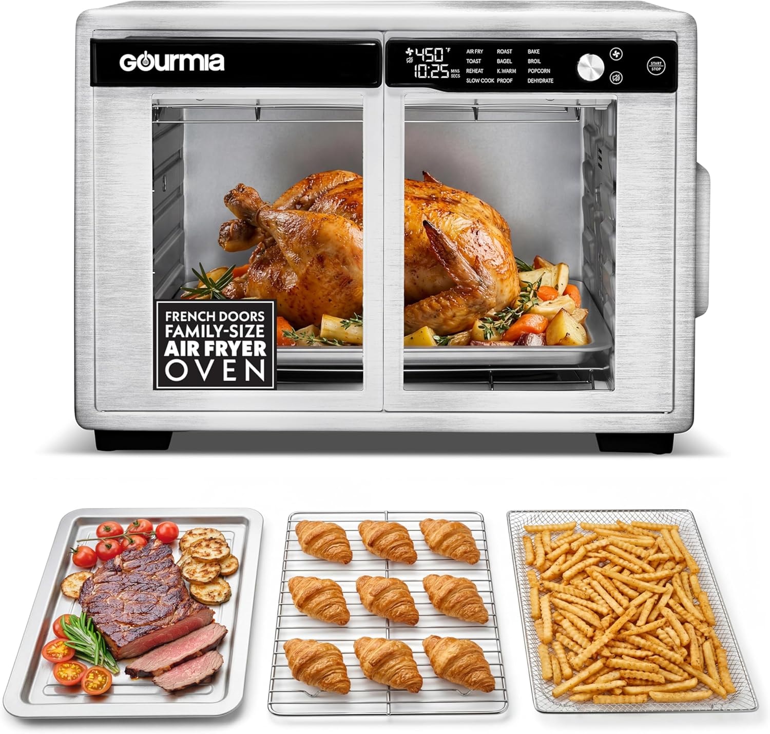 Statesman SKAO15017BK 15 Litre 13-in-1 Digital Air Fryer Oven – 37 quarts – Silver – Air Fryers