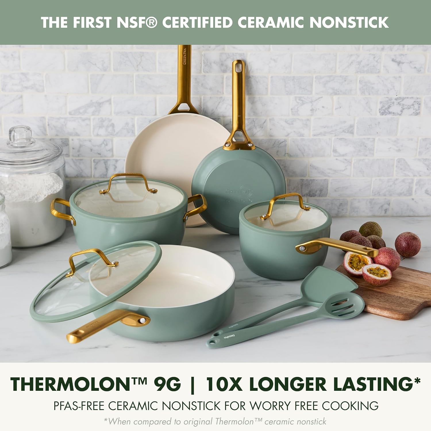 GreenPan Reserve Pro 10-Piece Ceramic Nonstick Cookware Set – Moss Green – Cookware Sets