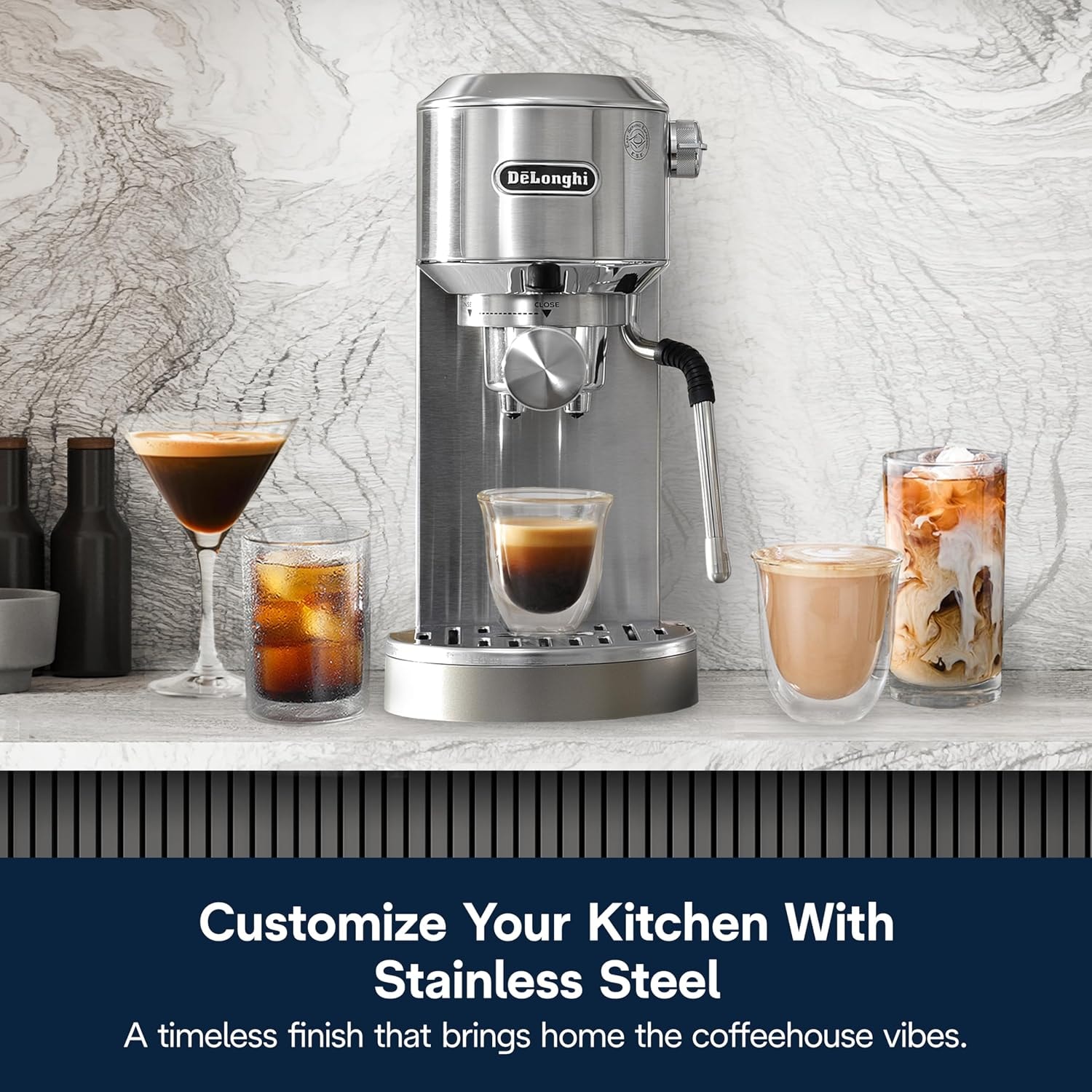 De'Longhi Dedica Duo Espresso Machine – Stainless Steel – Manual Espresso Machines