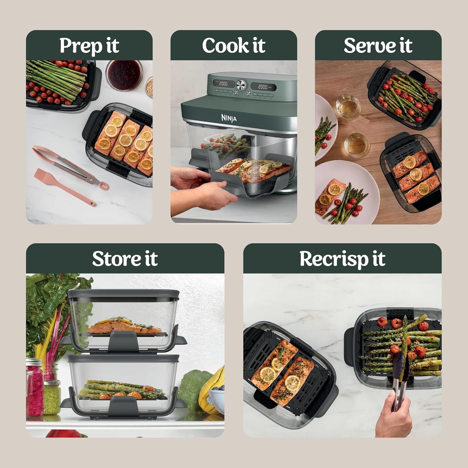 Ninja Crispi DualZone Glass Countertop Air Fryer – 8 quarts – Vista Green – Air Fryers