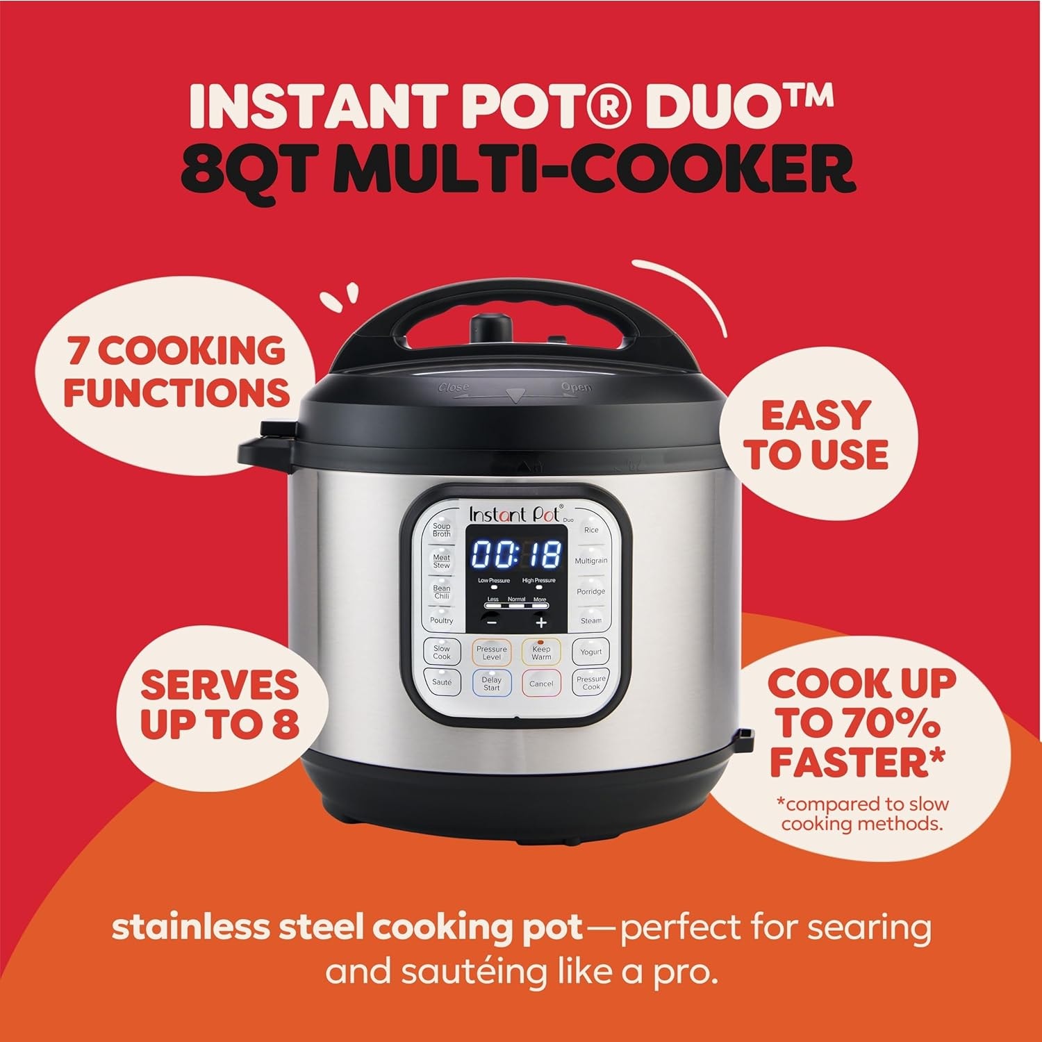 Instant Pot DUO80 7-In-1 Electric Pressure Cooker – 8 quarts – Electric Pressure Cookers