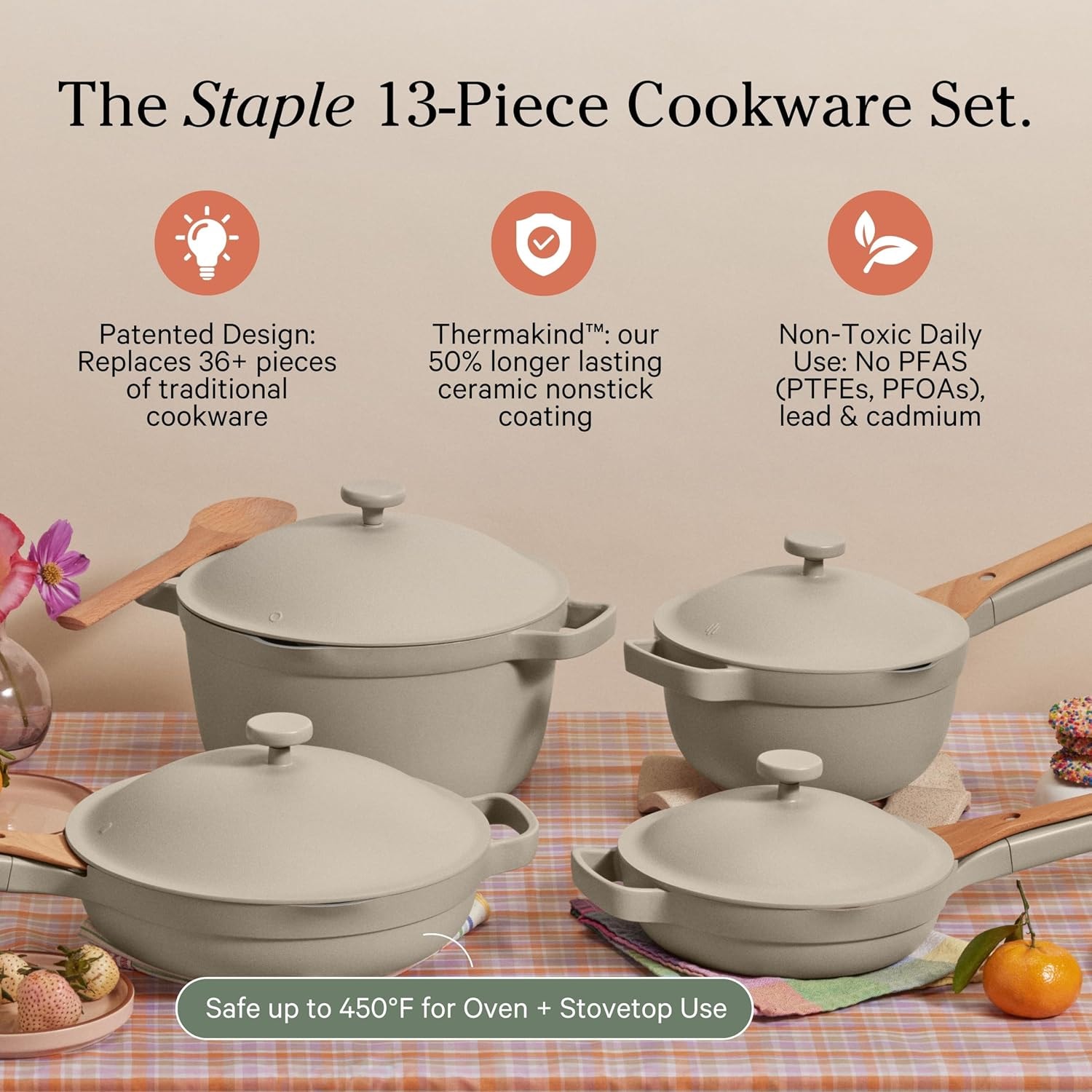 Our Place 13-Piece Cookware Set – 10.86" Dia x 3.5" H x 19.72" W – Steam – Cookware Sets