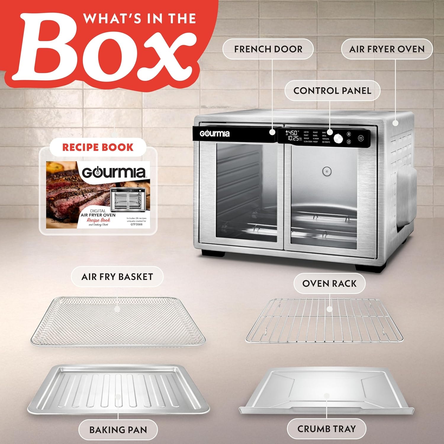 Statesman SKAO15017BK 15 Litre 13-in-1 Digital Air Fryer Oven – 37 quarts – Silver – Air Fryers