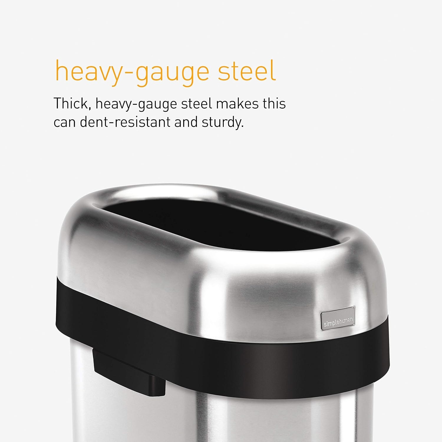 simplehuman 13 Gallon Slim Open Trash Can – 50 liters – Brushed – Trash Cans