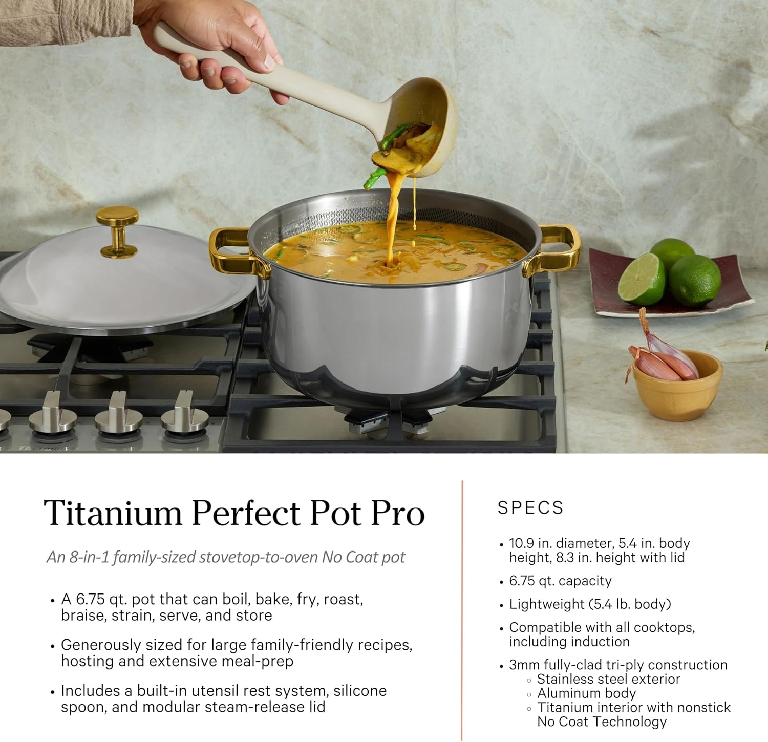 Our Place Titanium Pro 10-Piece Cookware Set – 13.74in x 10.86in x 8.3in – Gold – Cookware Sets