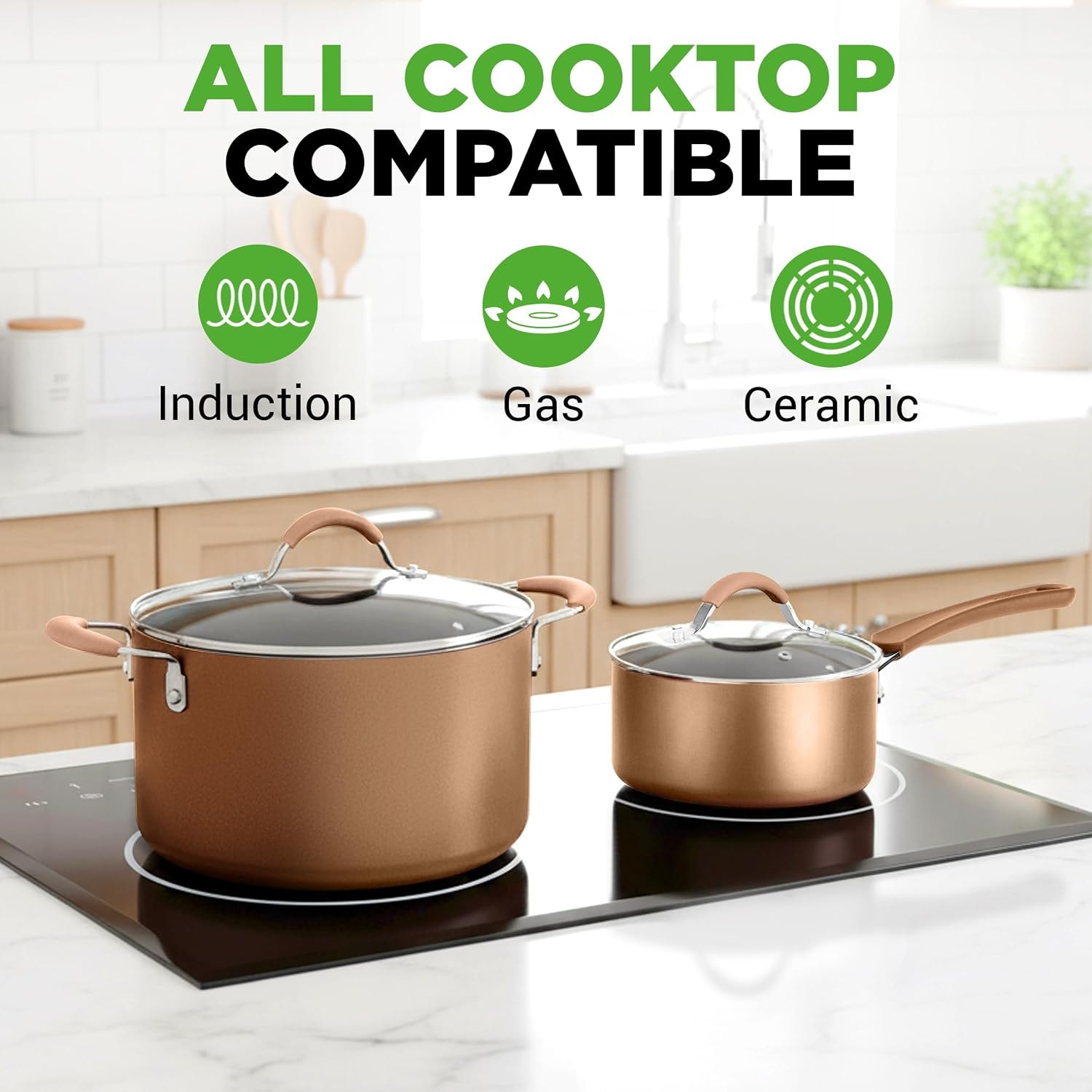 NutriChef 20-Piece Kitchenware Pots and Pans Set – Kitchen Ware Set - NutriChef – Matte Gold – Cookware Sets