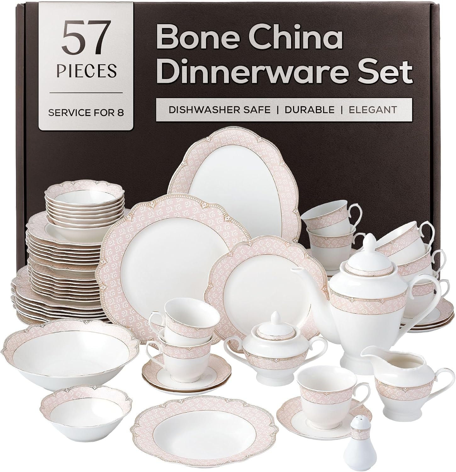 By Bone Dinnerware Set Armonia – Blush Pink and Gold – Dinnerware Sets