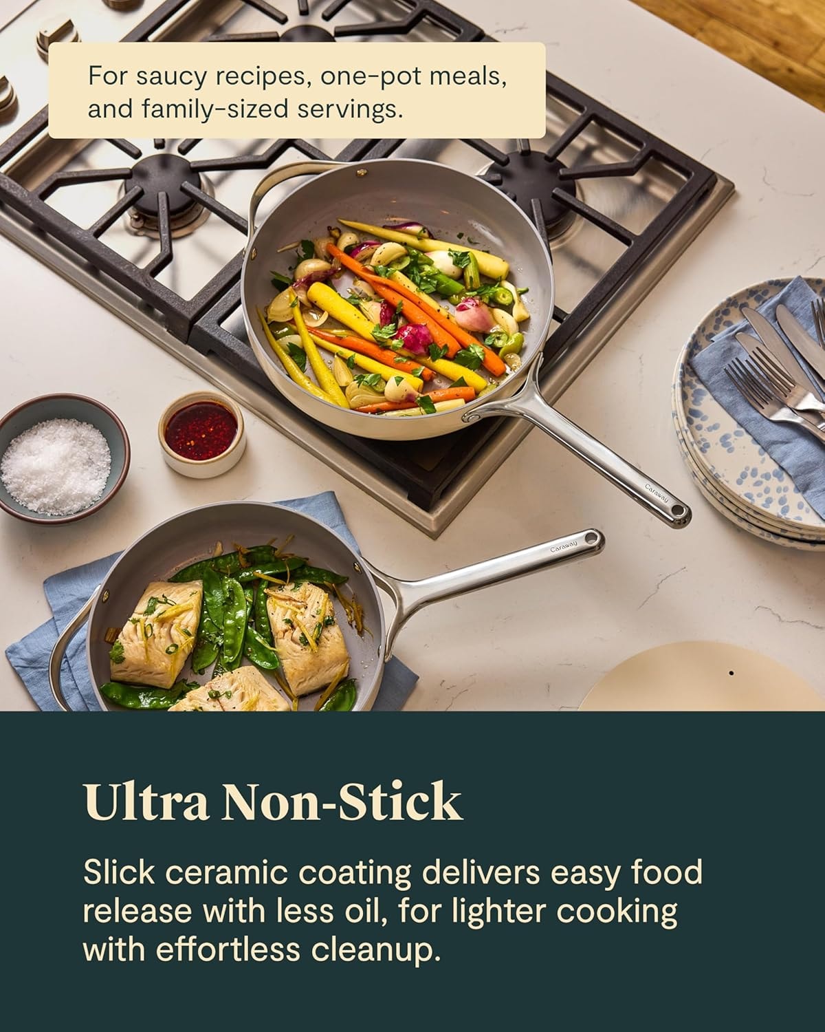 Caraway Nonstick Ceramic Saute Pan – 4.5 quarts – Cream – Sauté Pans