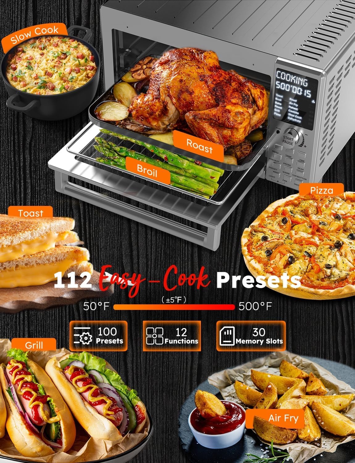NUWAVE Bravo XL Air Fryer Convection Toaster Oven – 30 quarts – Brushed Stainless Steel – Toaster Ovens