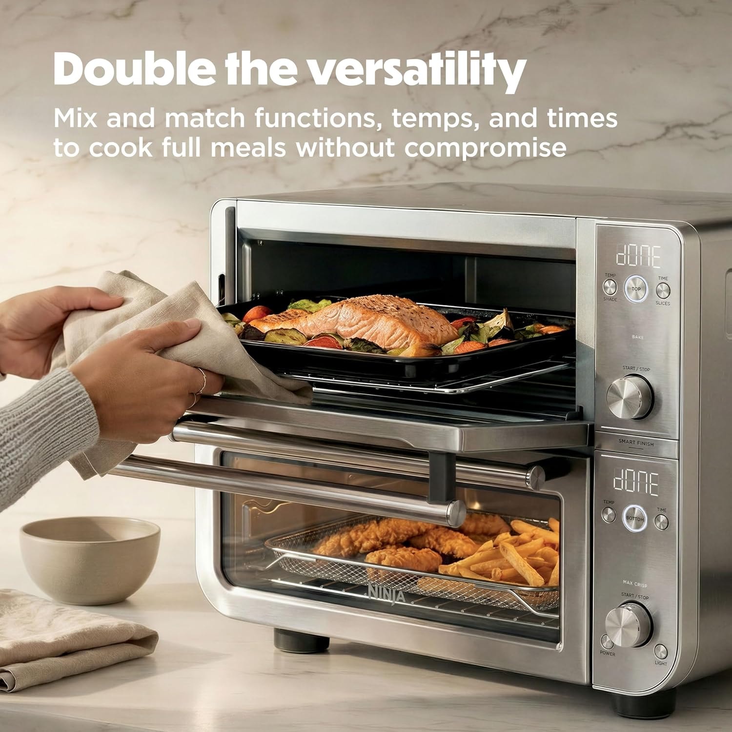 Ninja Double Oven Pro Smart XL Countertop Oven Air Fryer – 28 liters – Prestige Silver – Convection Ovens