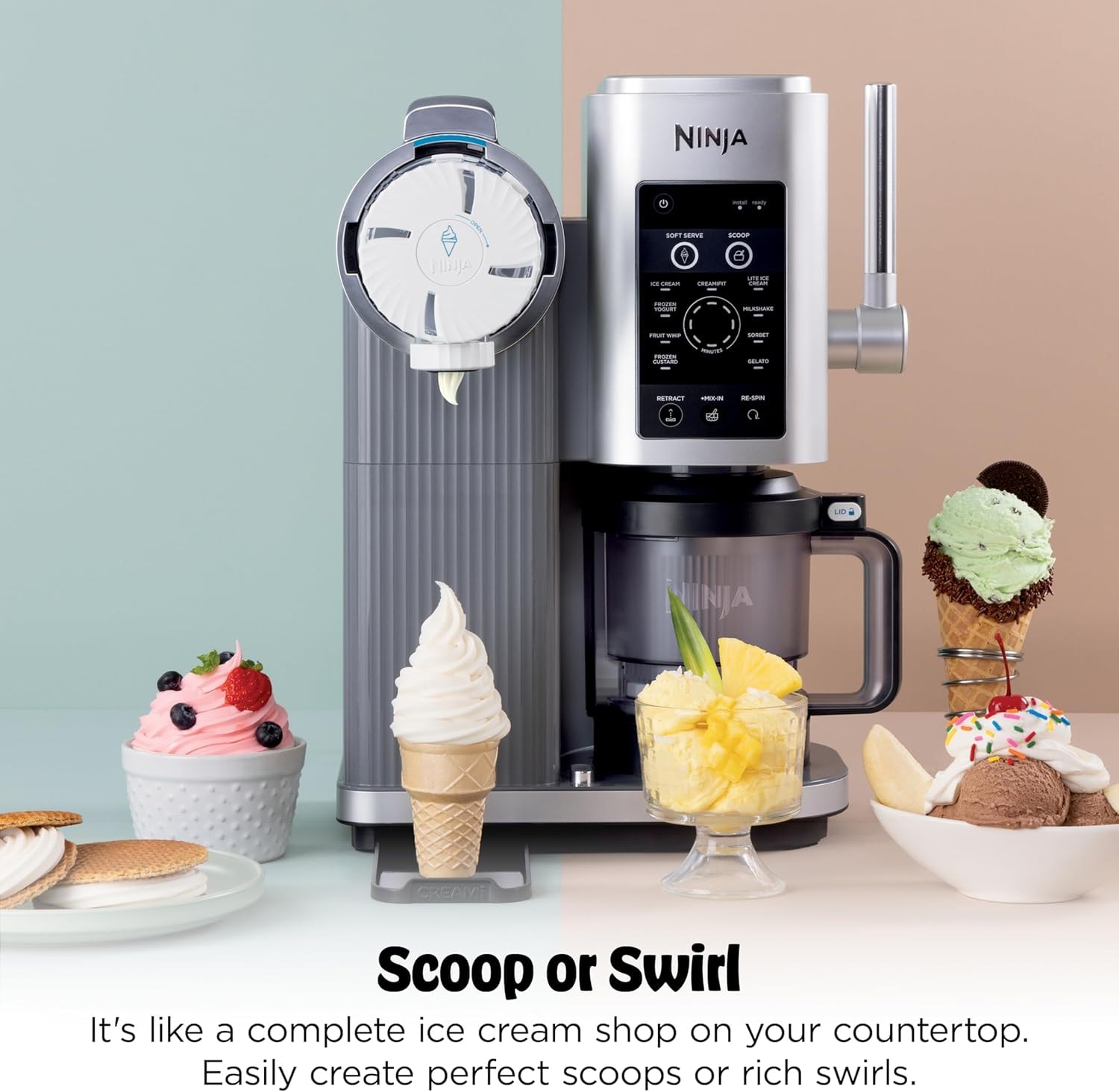 Ninja Swirl CREAMi Soft-Serve Ice Cream Maker – Silver – Ice Cream Machines