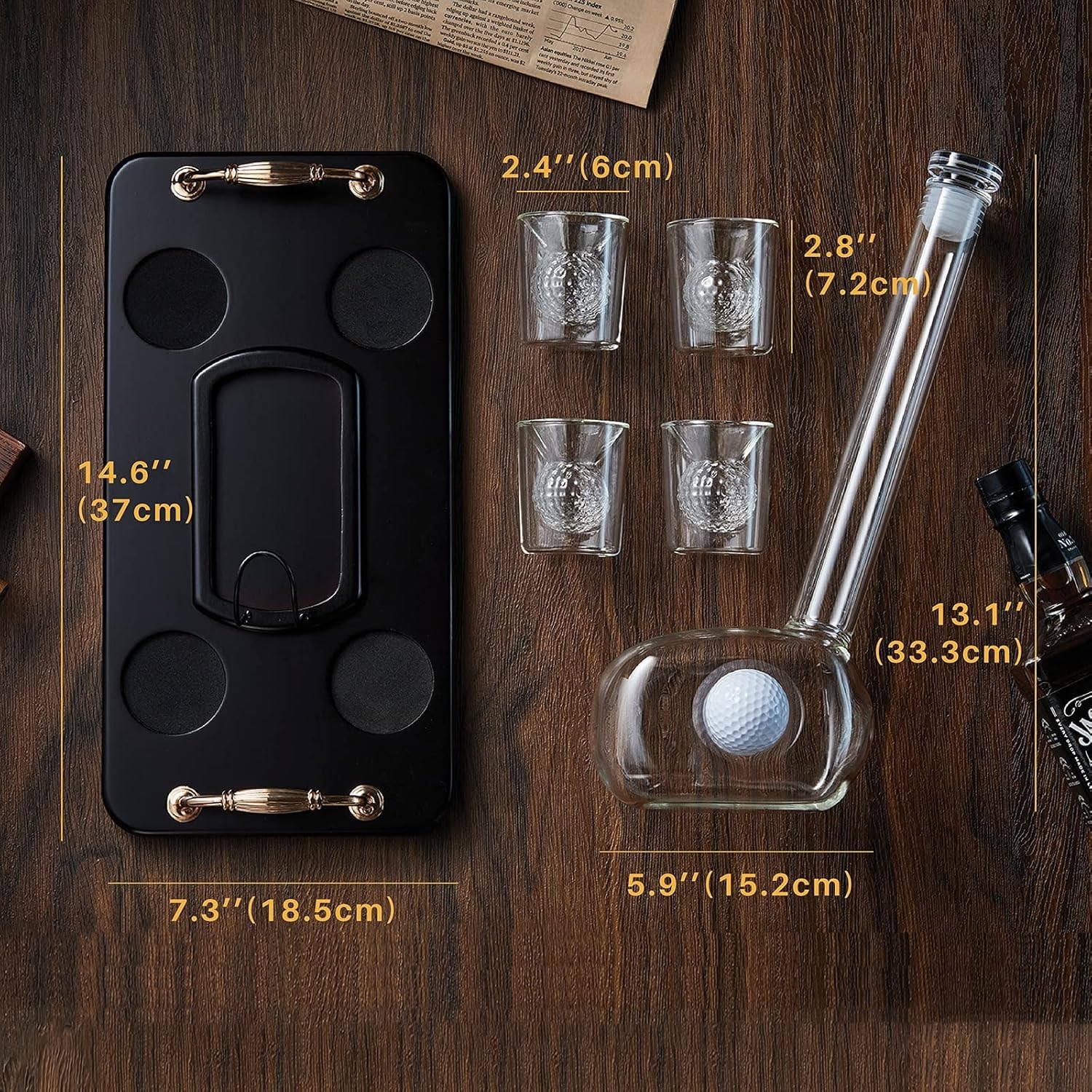 Groovy Guy Gifts Golf Cart Whiskey Decanter Set – 750 ml – Clear – Liquor Decanters