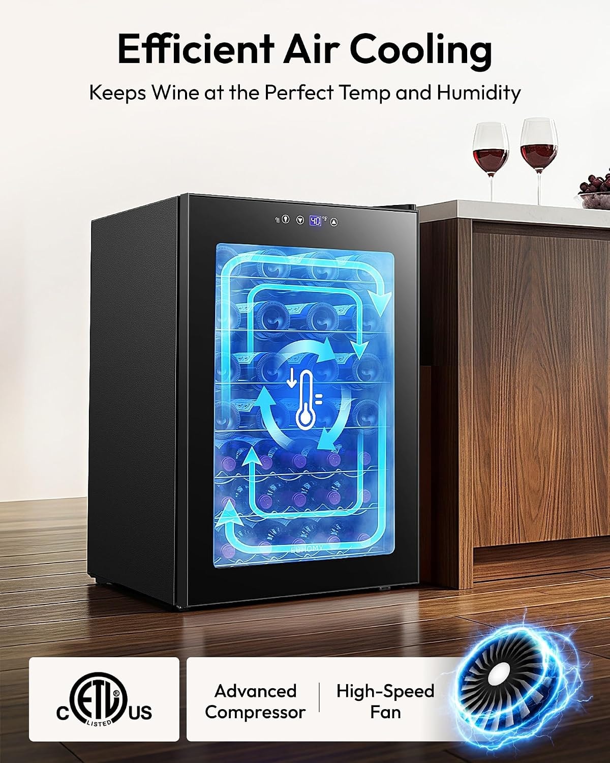 Simzlife 45 Bottle Wine Cooler Refrigerator – 4.5 cubic feet – Black – Freestanding Wine Cellars