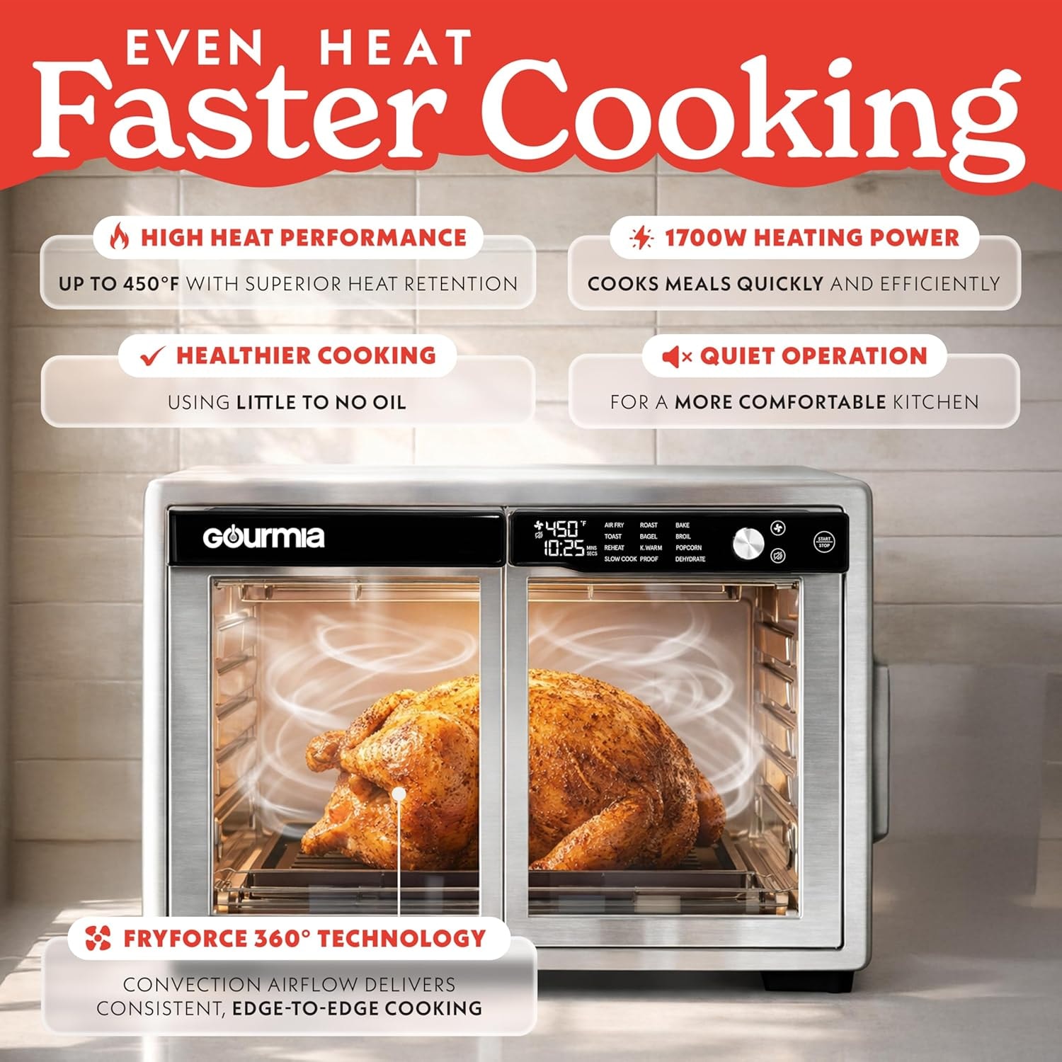 Statesman SKAO15017BK 15 Litre 13-in-1 Digital Air Fryer Oven – 37 quarts – Silver – Air Fryers