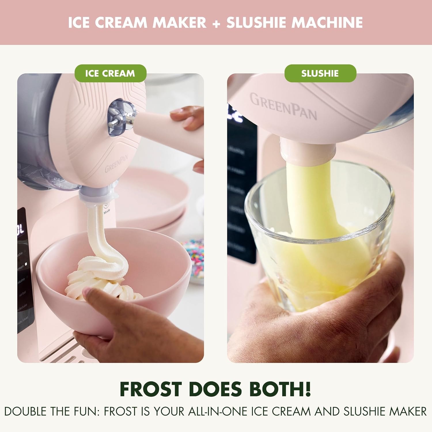 Greenpan Ice Cream Maker Soft Serve No Pre Freezing Pink – 4 pints – Strawberry Pink – Ice Cream Machines