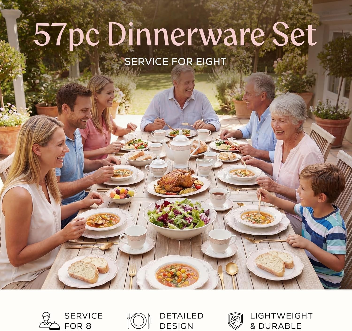 By Bone Dinnerware Set Armonia – Blush Pink and Gold – Dinnerware Sets