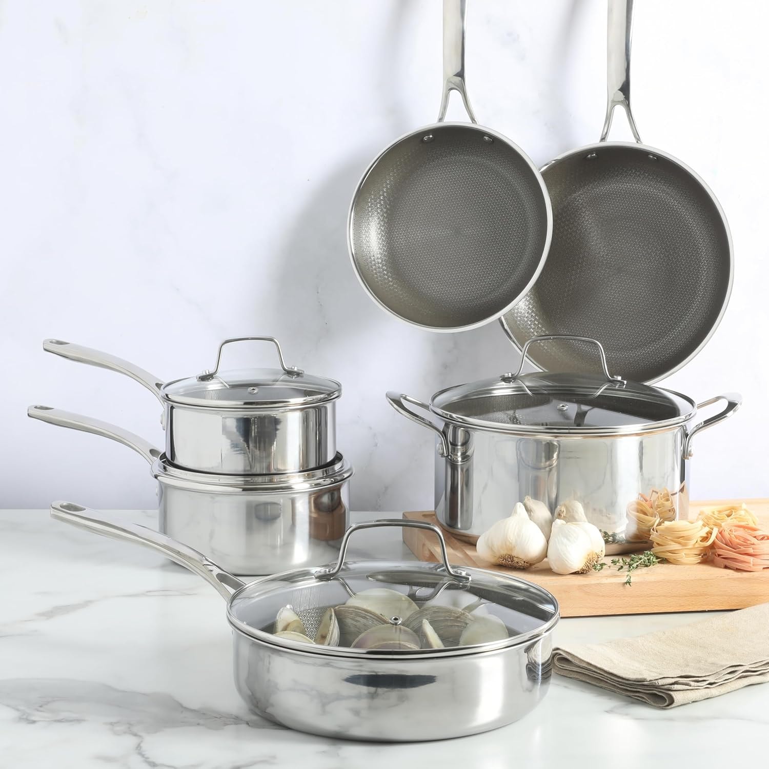 Martha Stewart Badgley 10 Piece TriPly Stainless Steel Pots and Pans N – 2.25 quarts – Cookware Sets