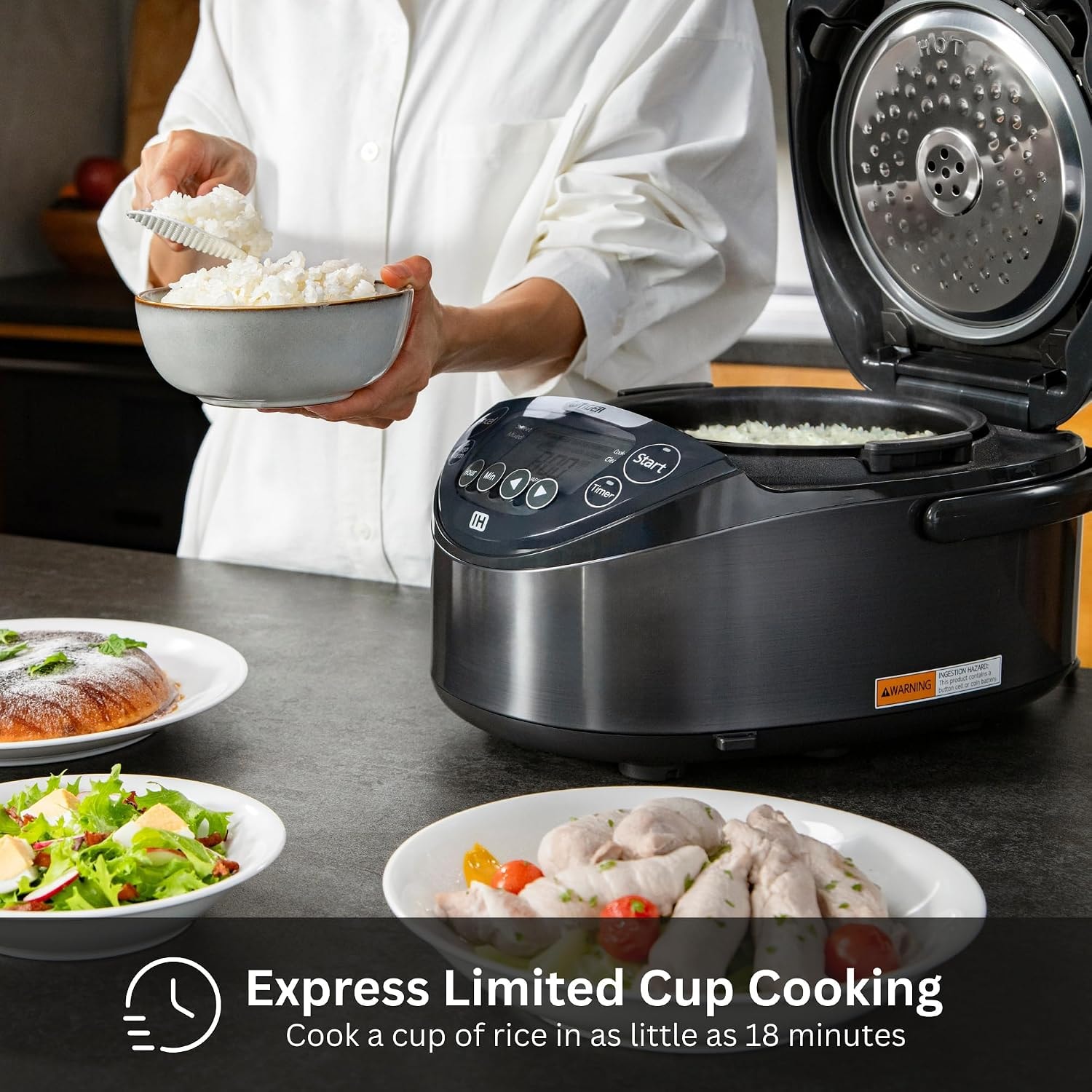 Tiger JPW-H18U Induction Heating Rice Cooker and Warmer – 10 cups – Black – Rice Cookers