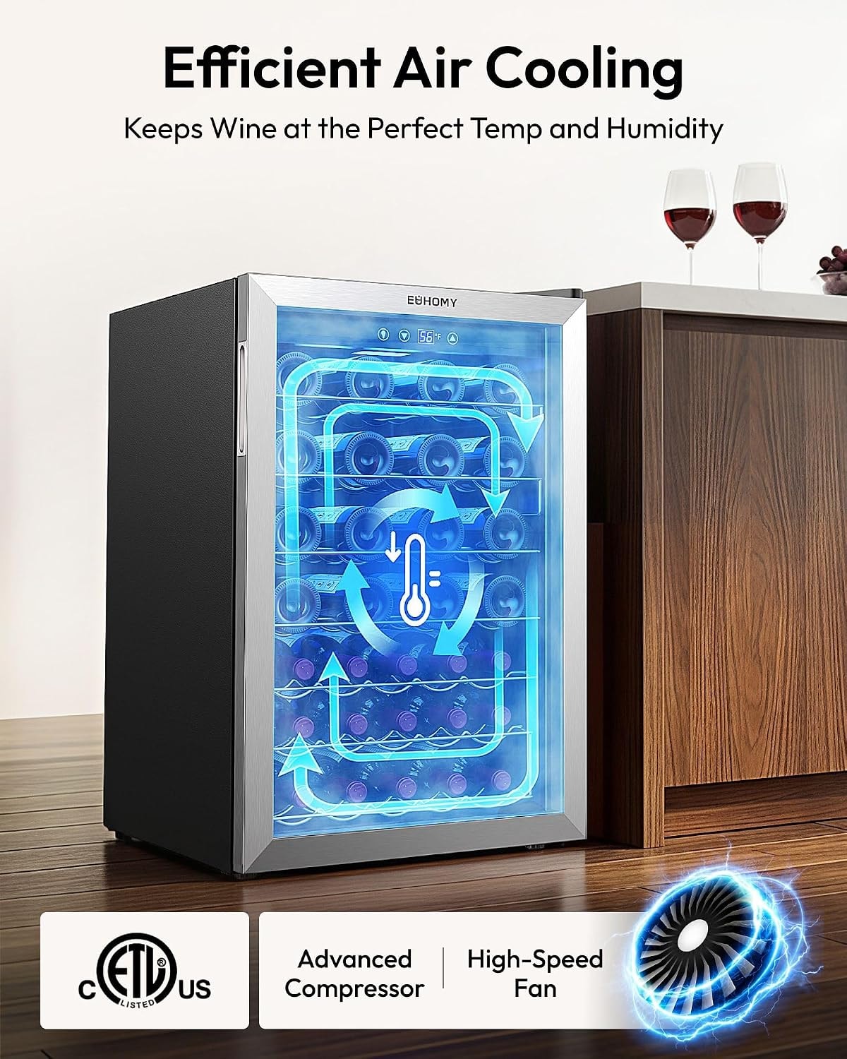 SIMZLIFE - 45 Bottle Wine Cooler Refrigerator,Built-in Wine Fridge wit – 4.5 cubic feet – Silver – Freestanding Wine Cellars
