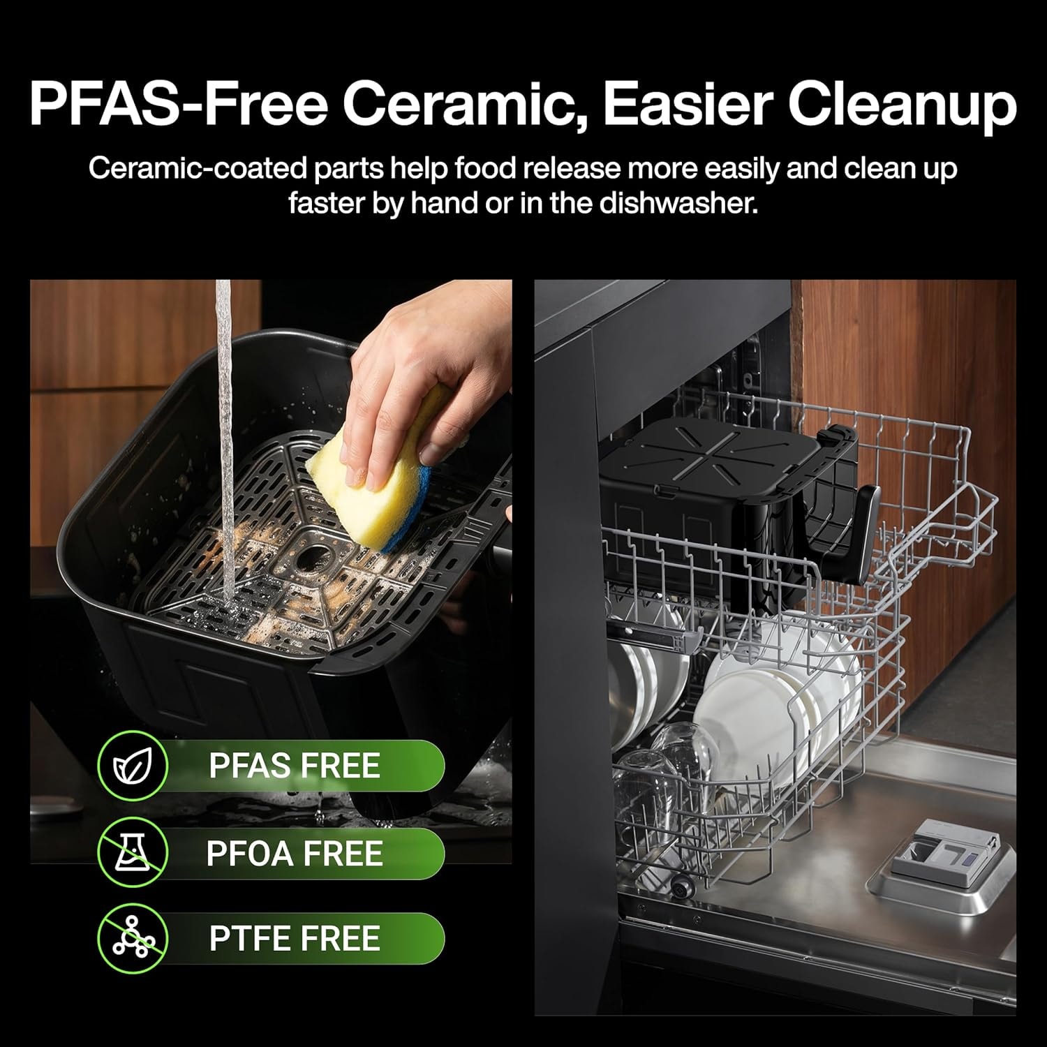 Cosori FlexDrawer Smart Air Fryer with App Control PFAS-Free Ceramic C – 8 quarts – Black+Sliver – Air Fryers