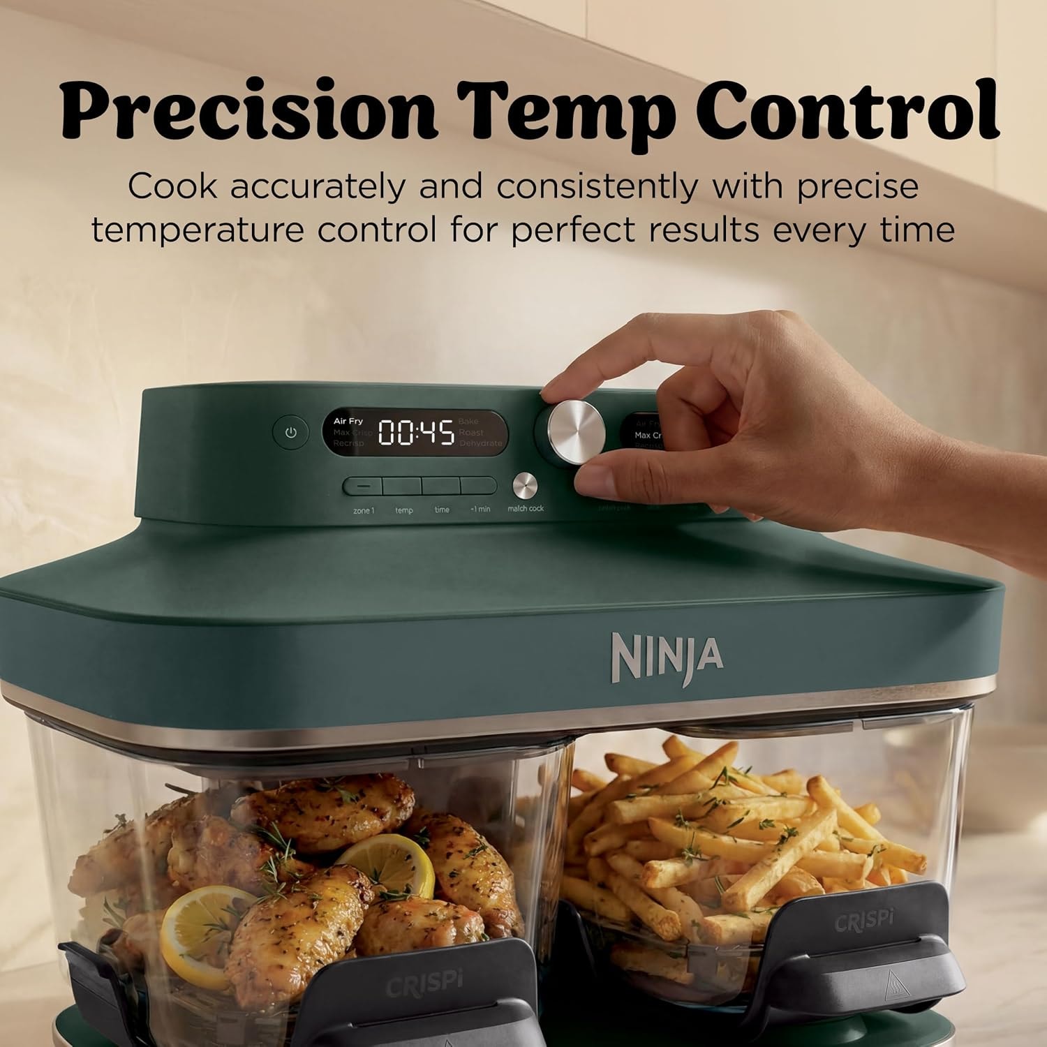 Ninja Crispi DualZone Glass Countertop Air Fryer – 8 quarts – Vista Green – Air Fryers