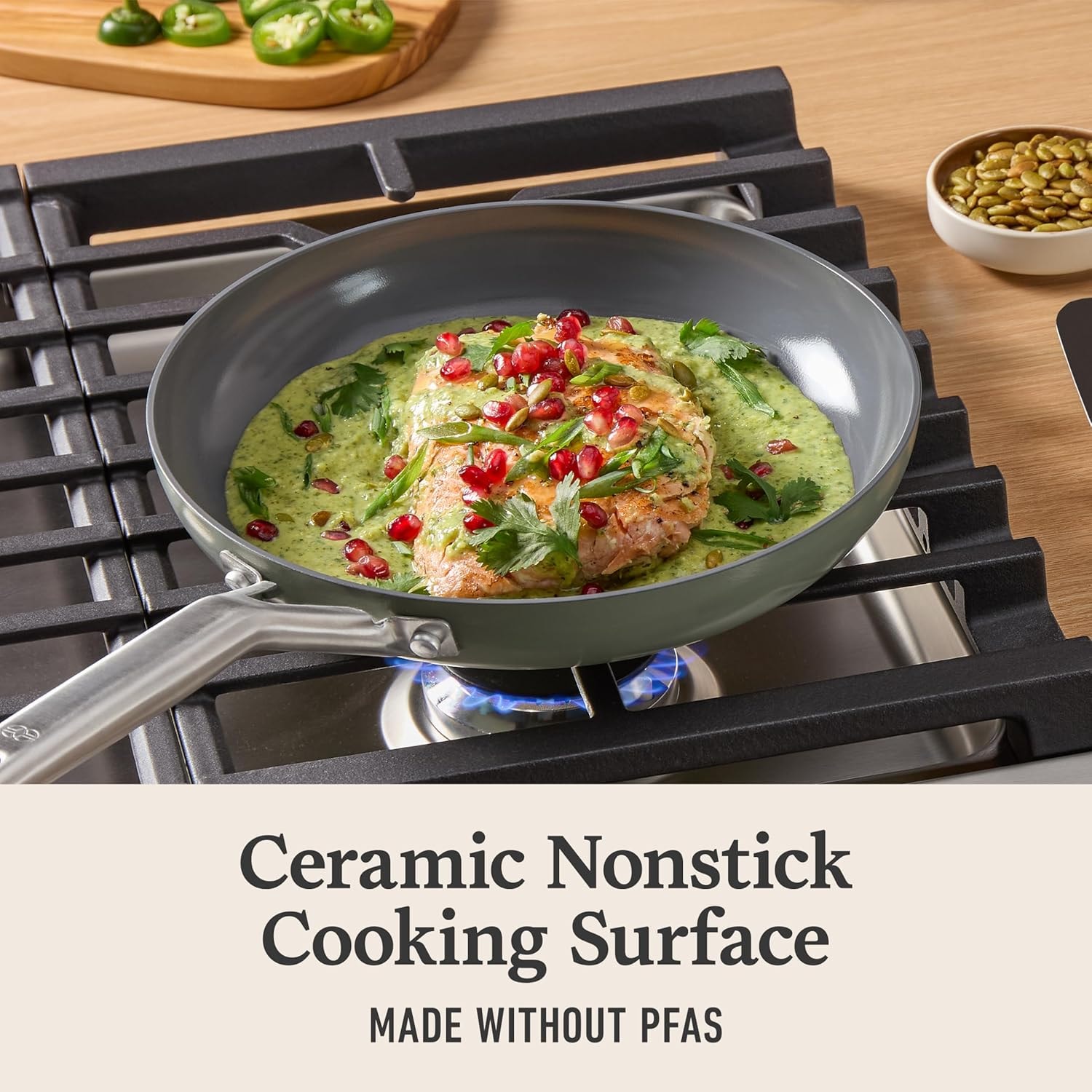 Calphalon Ceramic Nonstick 12-Piece Cookware Set – Silver Ash – Cookware Sets