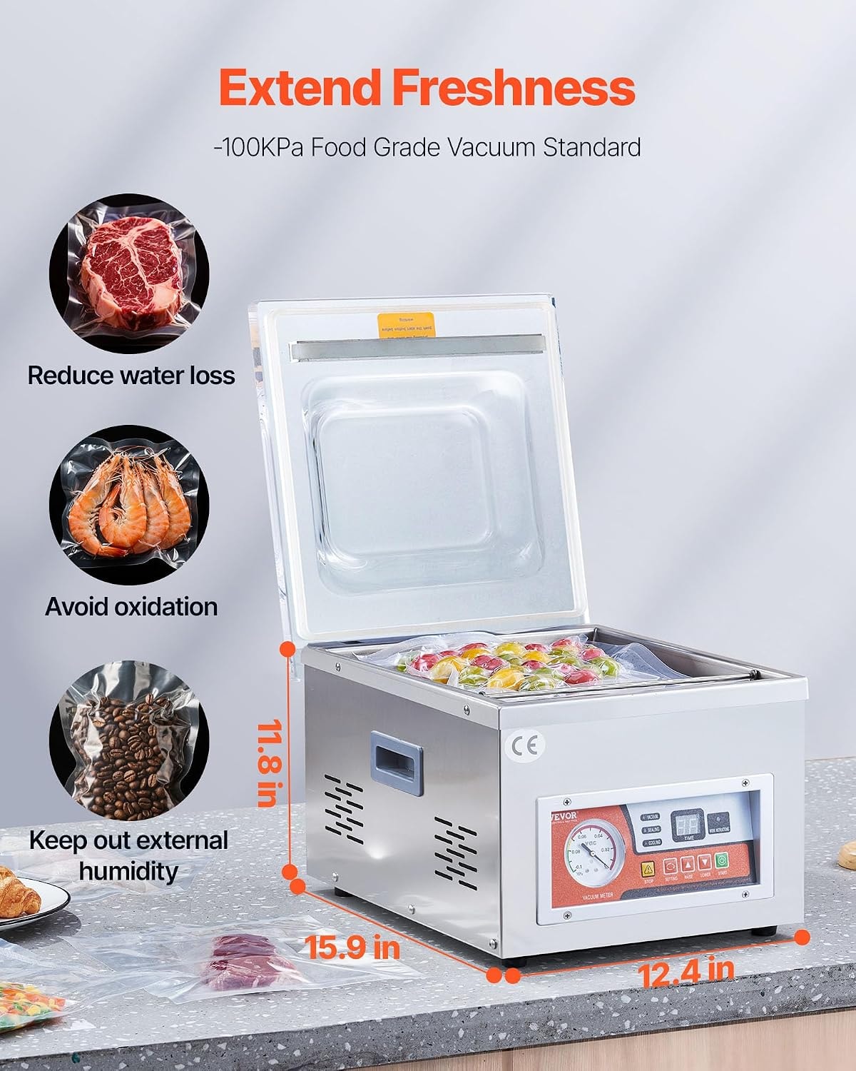 Chamber Vacuum Sealer, 260w Sealing Power, Vacuum Packing Machine for  – Silver – Vacuum Sealers