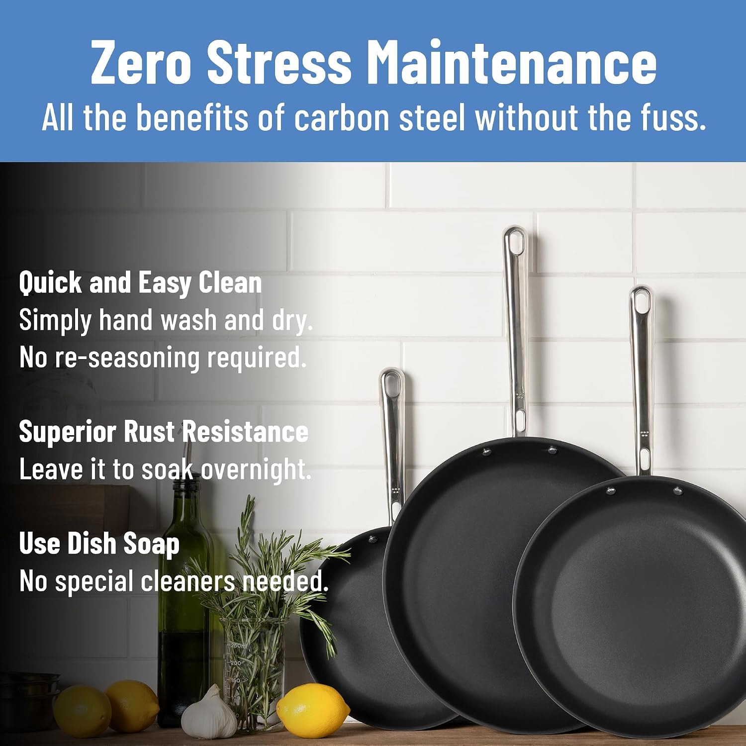 Misen Carbon NonstickTM Skillet Nitrided Carbon Steel Professional Alt – 1.25 quarts – Skillets