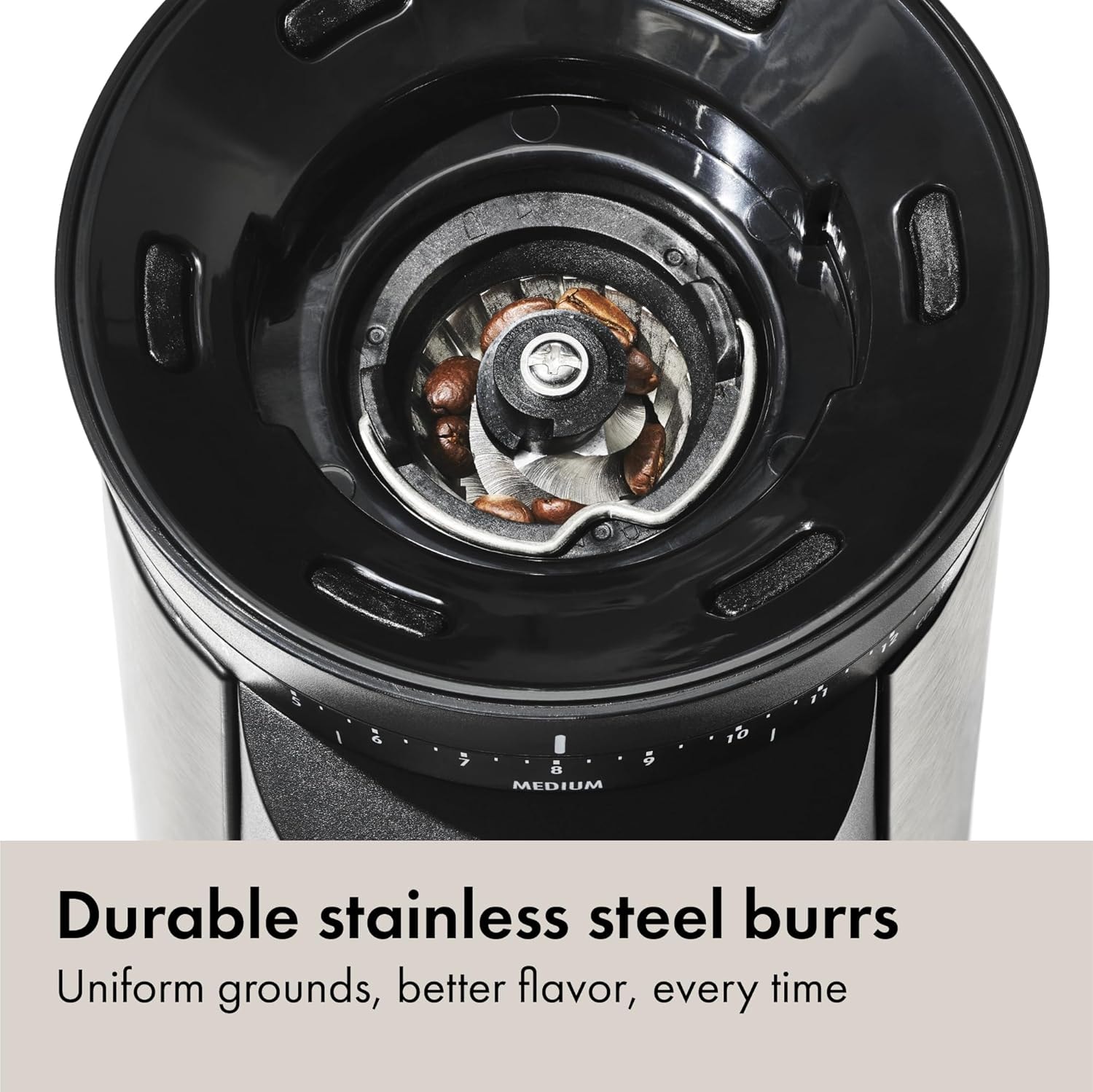 Conical Burr Coffee Grinder – Silver – Electric Burr Grinders