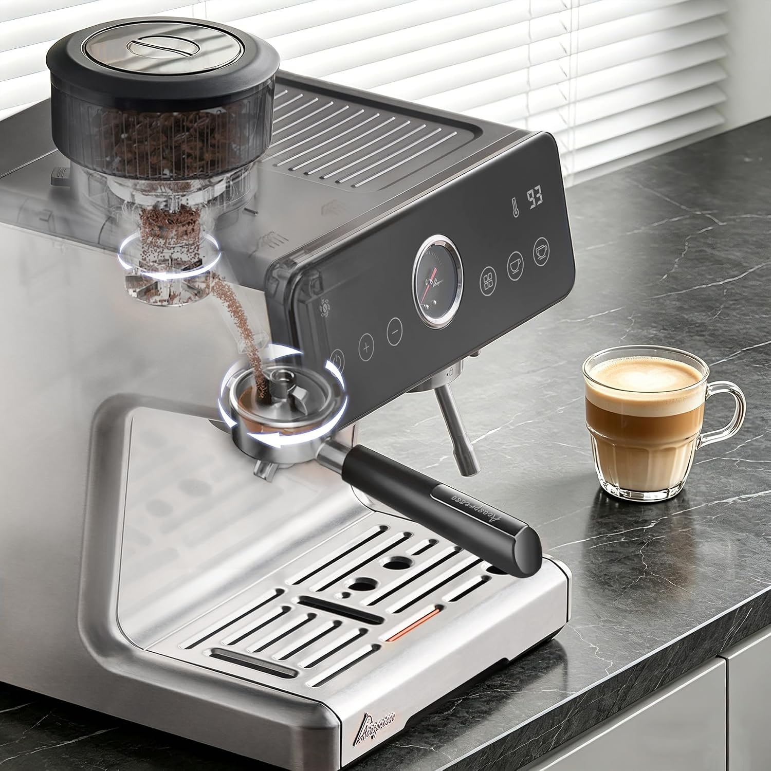 Acaspresso Espresso Machine with Grinder – Stainless Steel – Semi-Automatic Espresso Machines