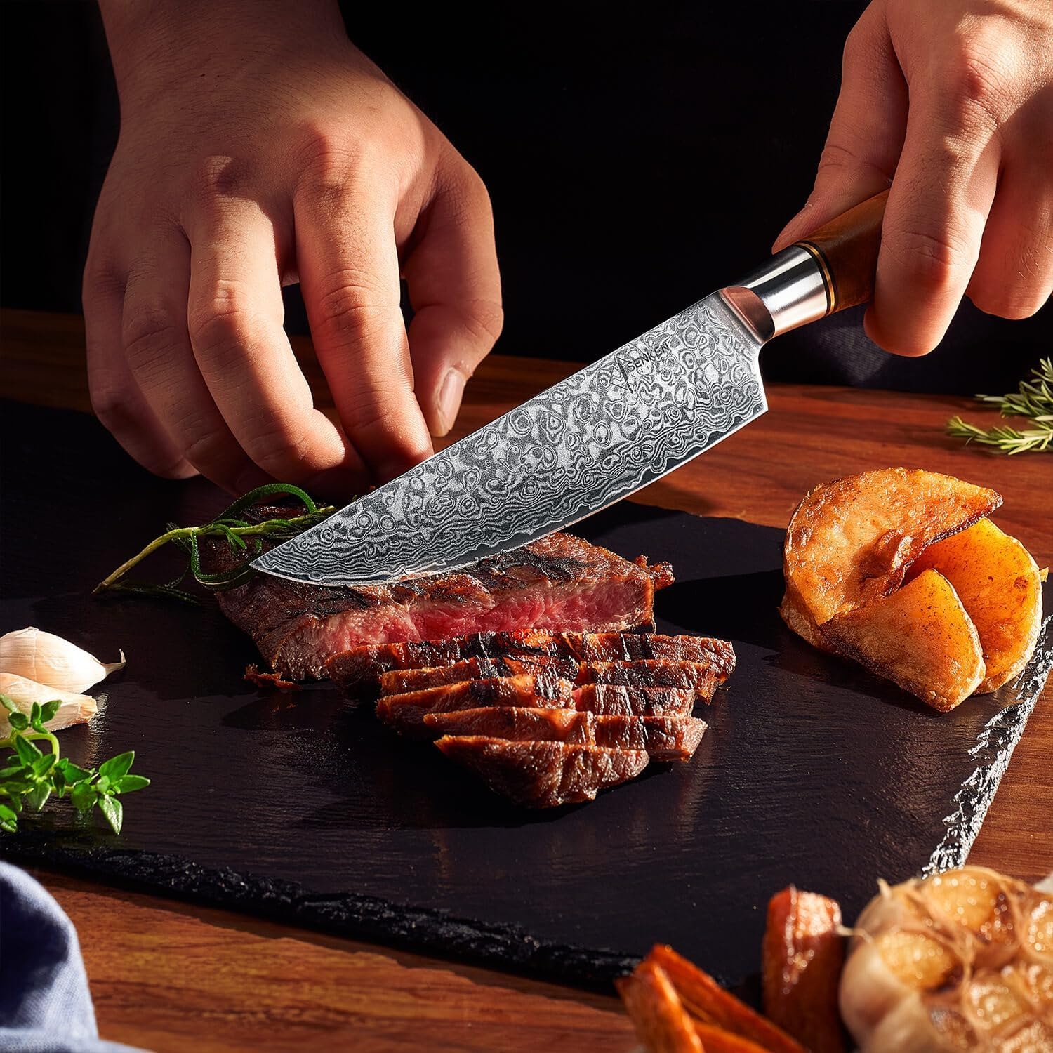 Dynasty 16-Piece Japanese VG10 Damascus Knife Block Set – Light Brown – Knife Block Sets