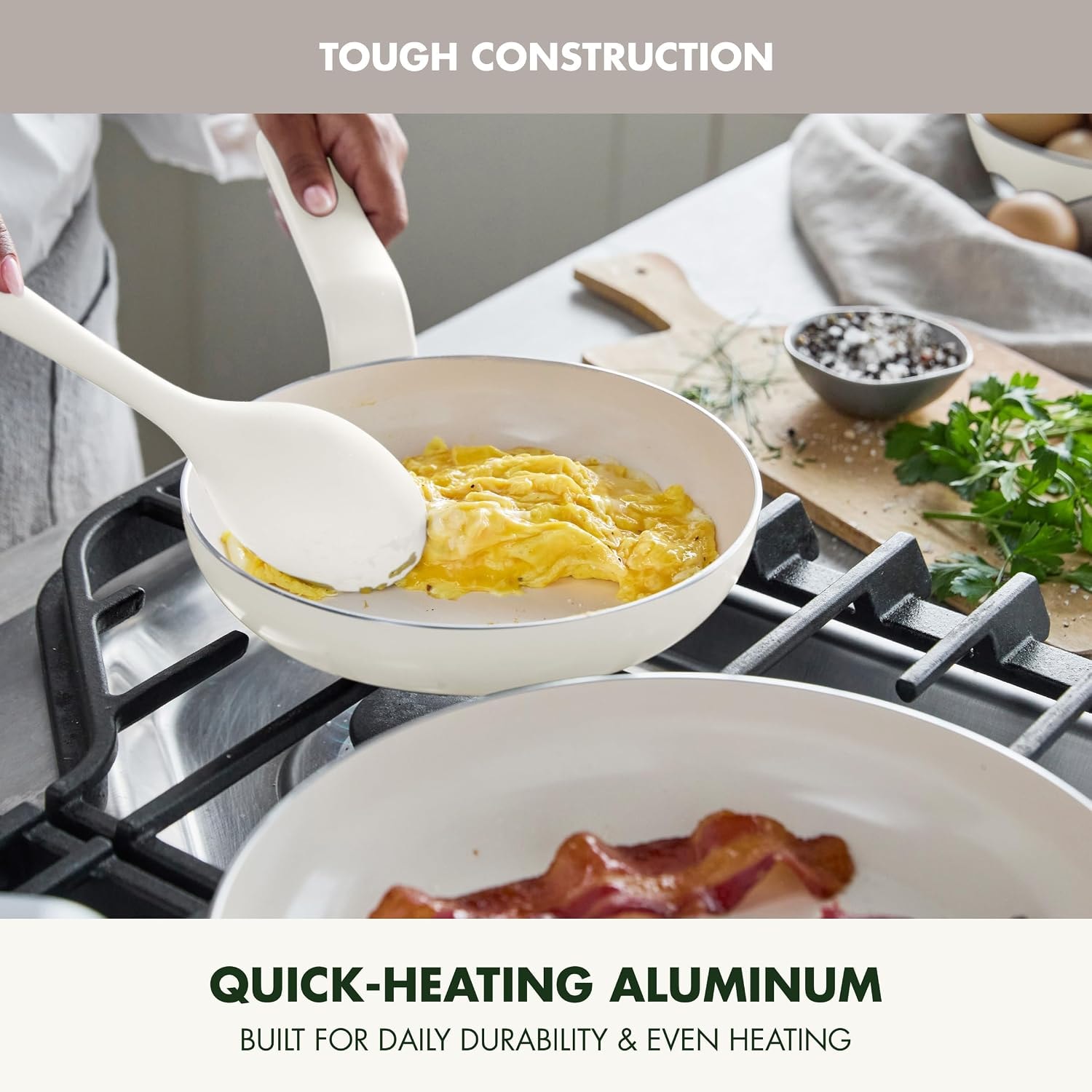 GreenPan Rio Advanced Ceramic Nonstick Cookware Set – Cream White – Cookware Sets