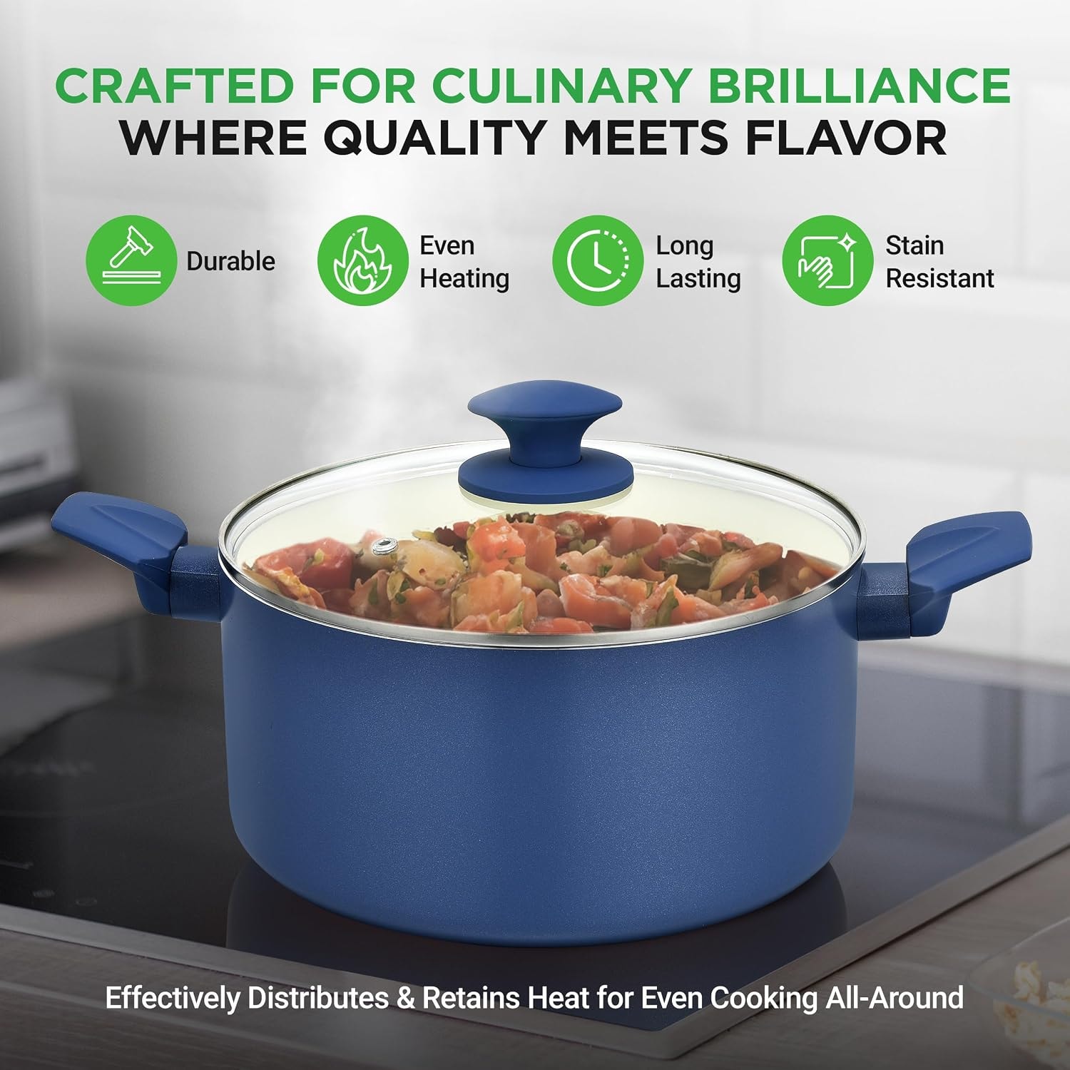 NutriChef 54-Piece Ceramic Cookware Set – Blue Gray – Cookware Sets