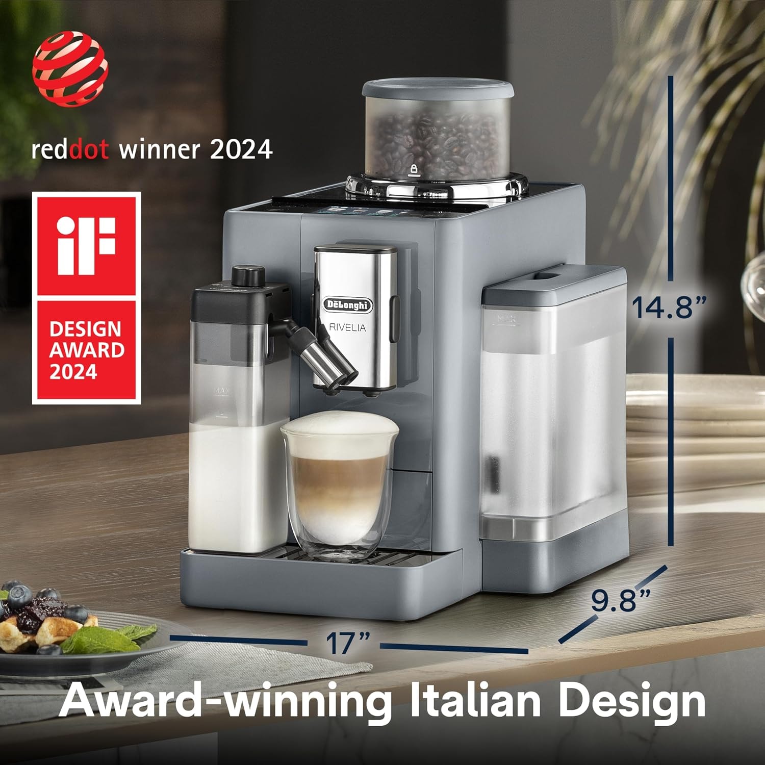 De'Longhi Rivelia Fully Automatic Espresso Machine – Pebble Gray – Super-Automatic Espresso Machines