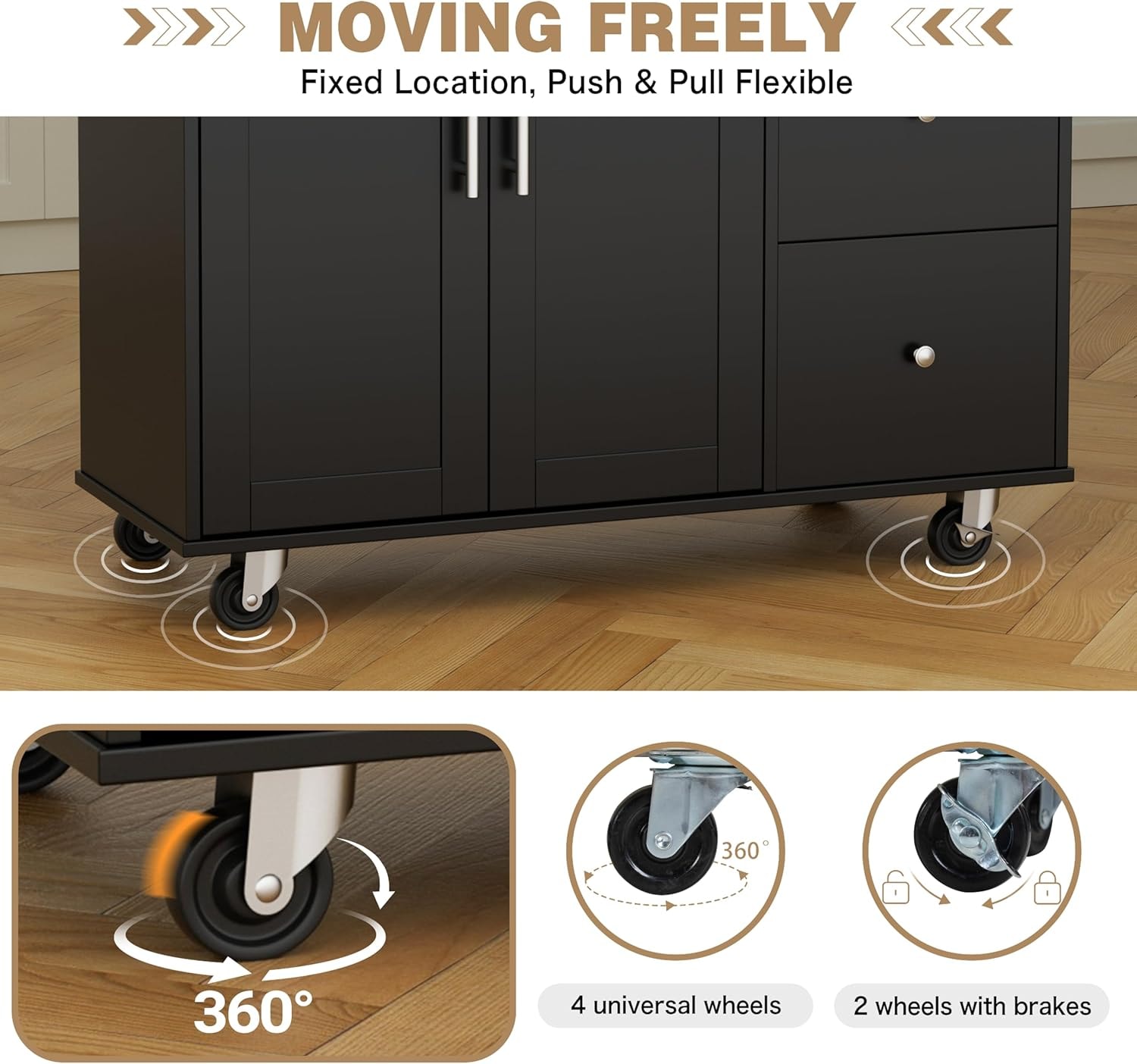 Alyxandra Kitchen Island – Black – Bar & Serving Carts