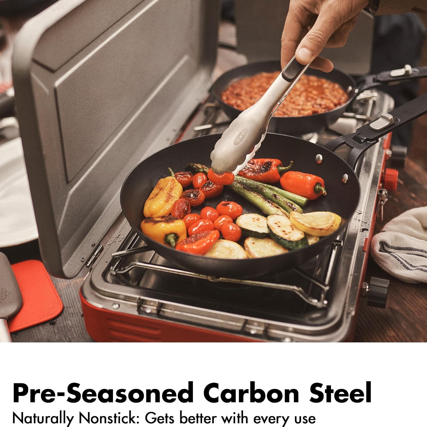 OXO Outdoor Camp Cookware Set with Travel Bag – 2.27 liters – Stainless Steel, Black – Cookware Sets