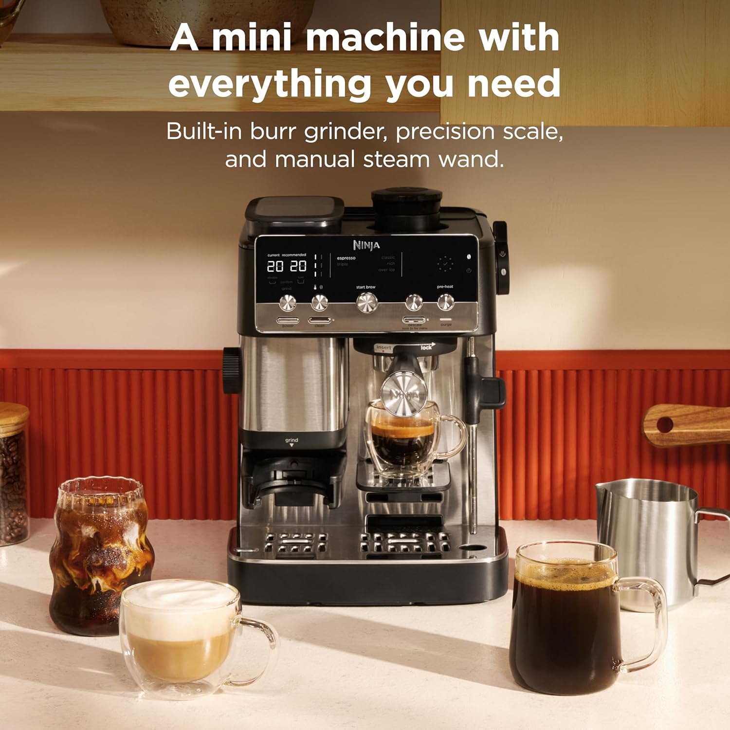 Ninja Luxe Café Mini Espresso Machine – Stainless Steel – Espresso Machine & Coffeemaker Combos