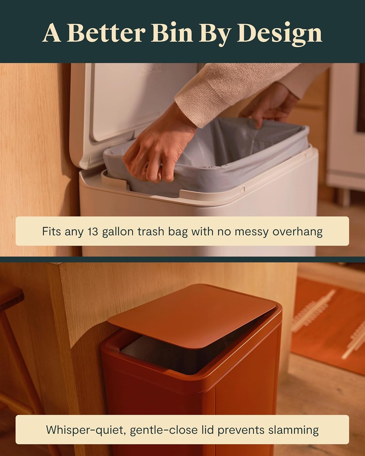 Caraway Home Durable Rectangular Step Trash Can – 45 liters – Stone – Kitchen Trash Cans