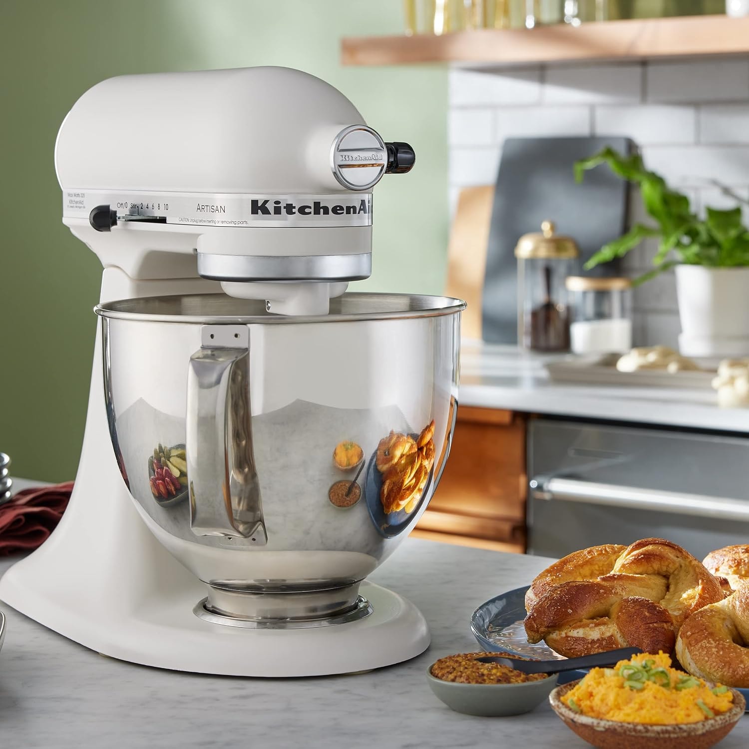 KitchenAid KSM150PS Artisan 5-qt. Stand Mixer, White, 5 QT – 5 quarts – Porcelain – Stand Mixers