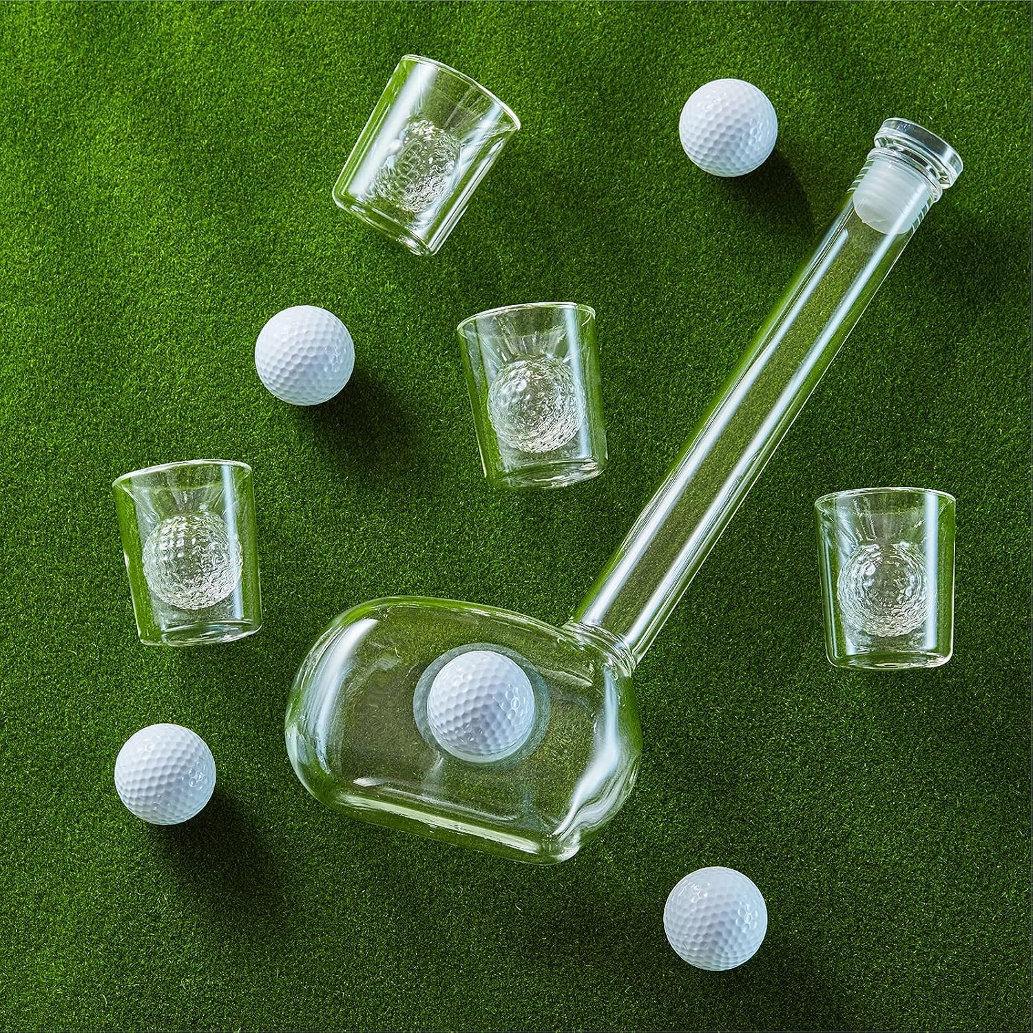 Groovy Guy Gifts Golf Cart Whiskey Decanter Set – 750 ml – Clear – Liquor Decanters